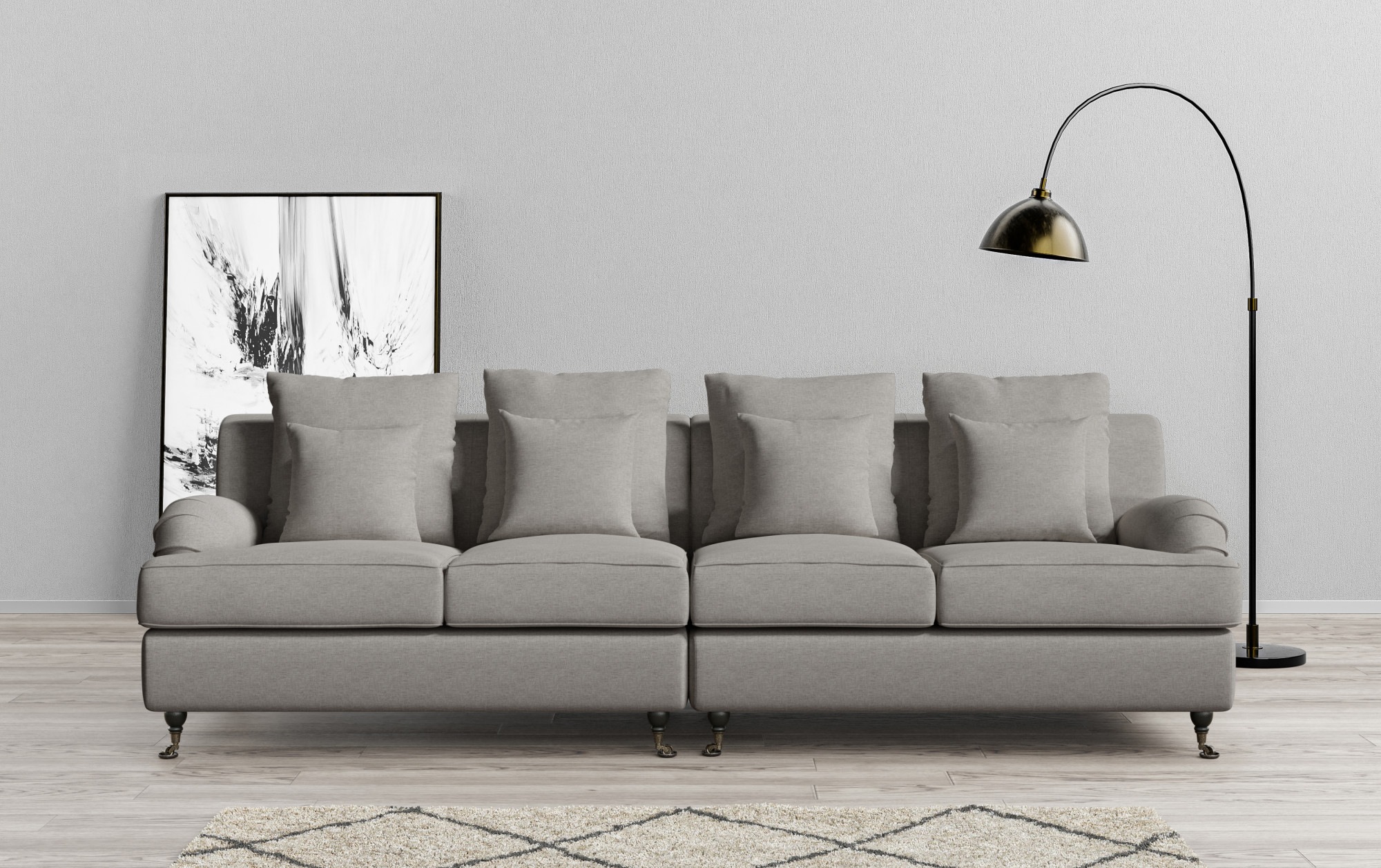 Home affaire Big-Sofa "NORIN", zwei Fußarten: vorne - Rollen, hinten - Holz günstig online kaufen