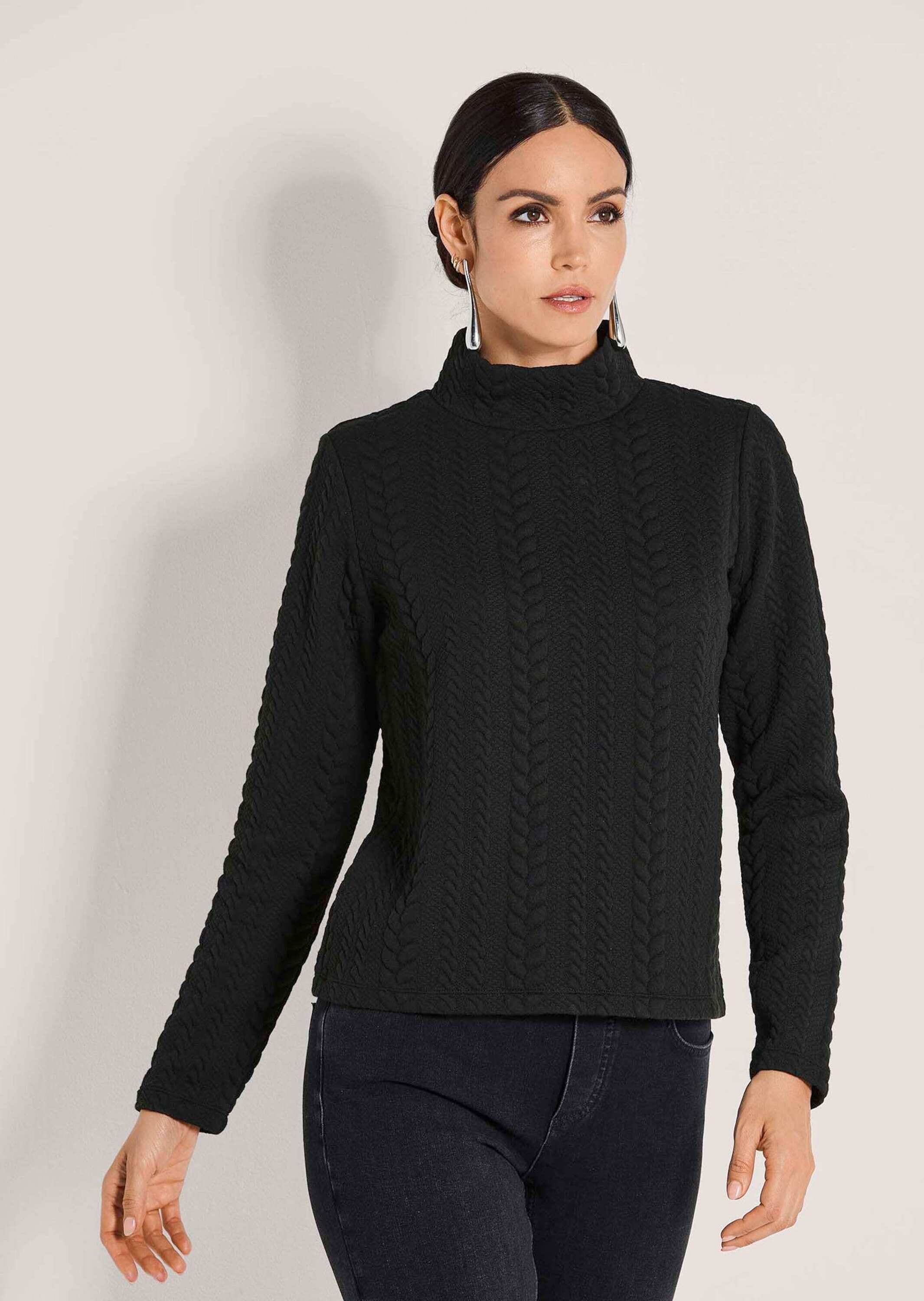 MADELEINE Langarmshirt »Zopfstruktur Sweatshirt mit Stehkragen«