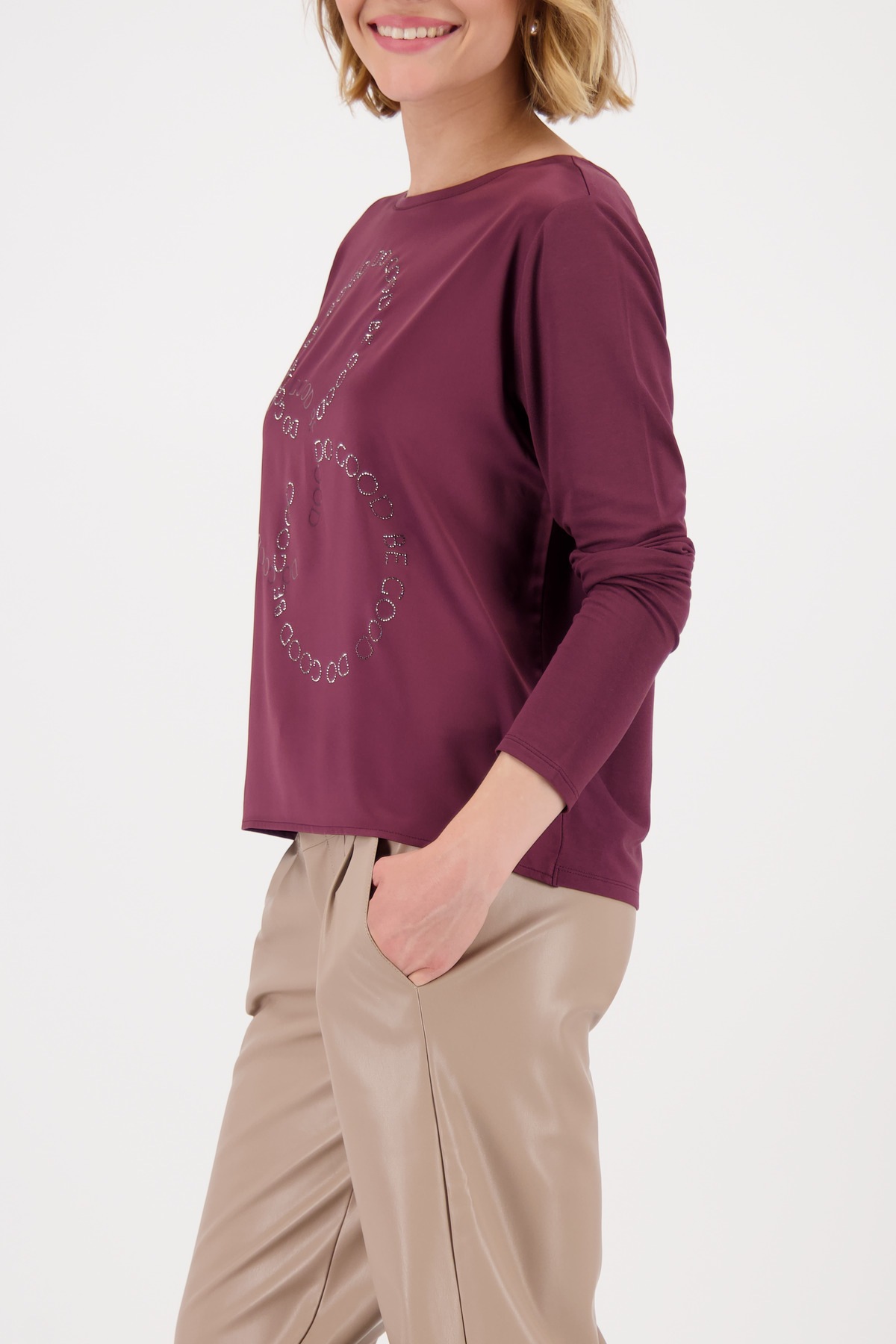 Monari Schlupfbluse "Schluse Basic Schmuck" mit Folienglanzdruck günstig online kaufen