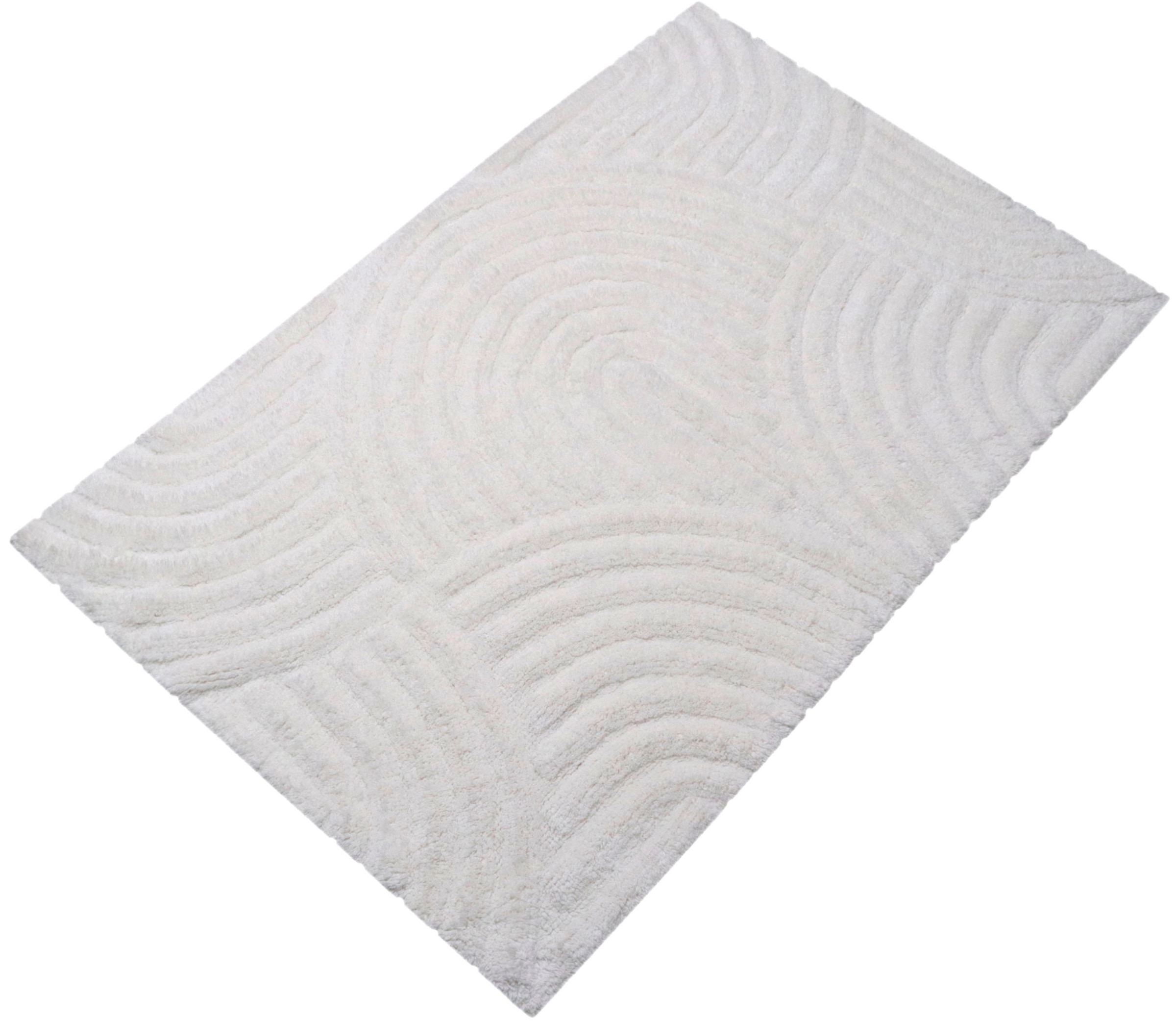 my home Badematte »Juna, Badvorleger, Badezimmer Teppich, Zen, Scandi, Boho«, rutschhemmend beschichtet, fußbodenheizungsgeeignet, Baumwolle, Hoch-Tief-Effekt, weich