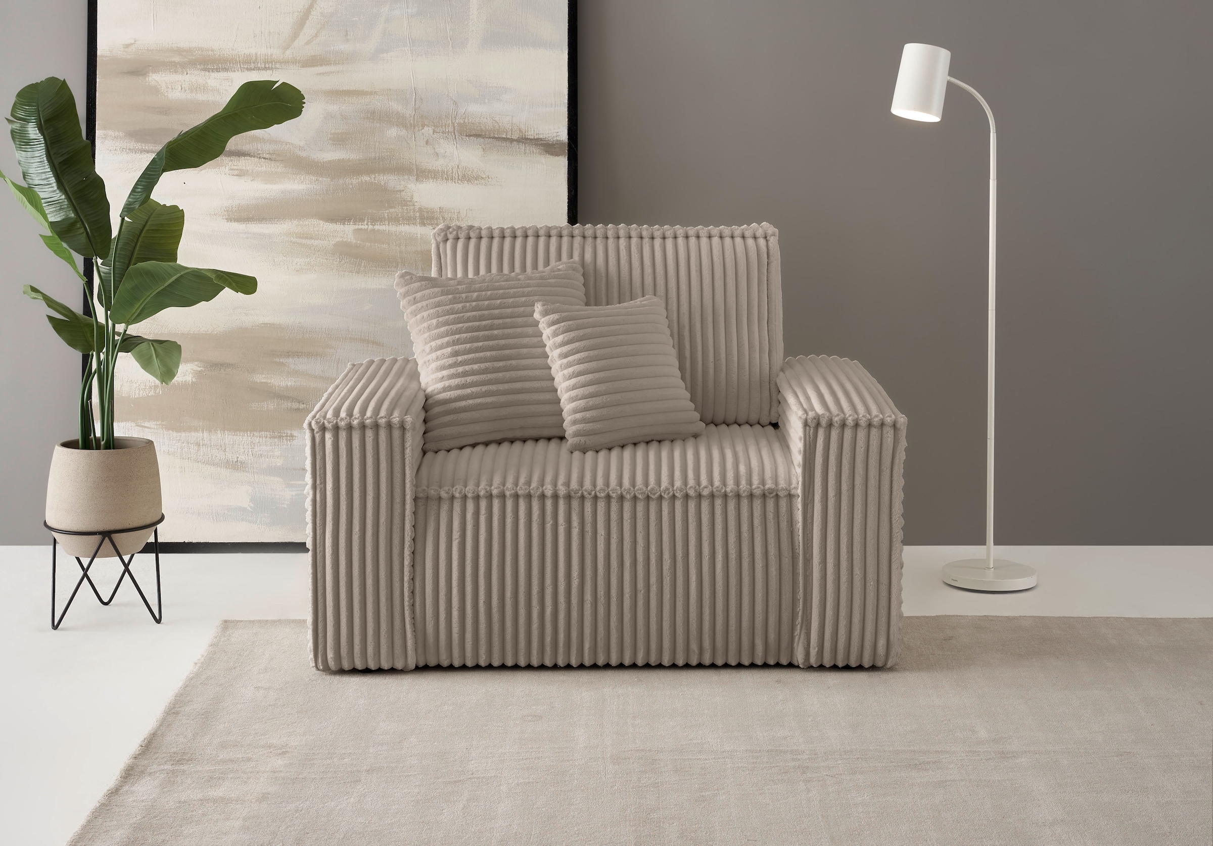 OTTO home Loveseat "FINNLEY Struktur fein, Sessel kombinierbar m. der Serie FINNLEY" 1 Stk. tlg. verfügbar in den Stoffqualitäten Bouclé, Struktur fein und Mega Cord