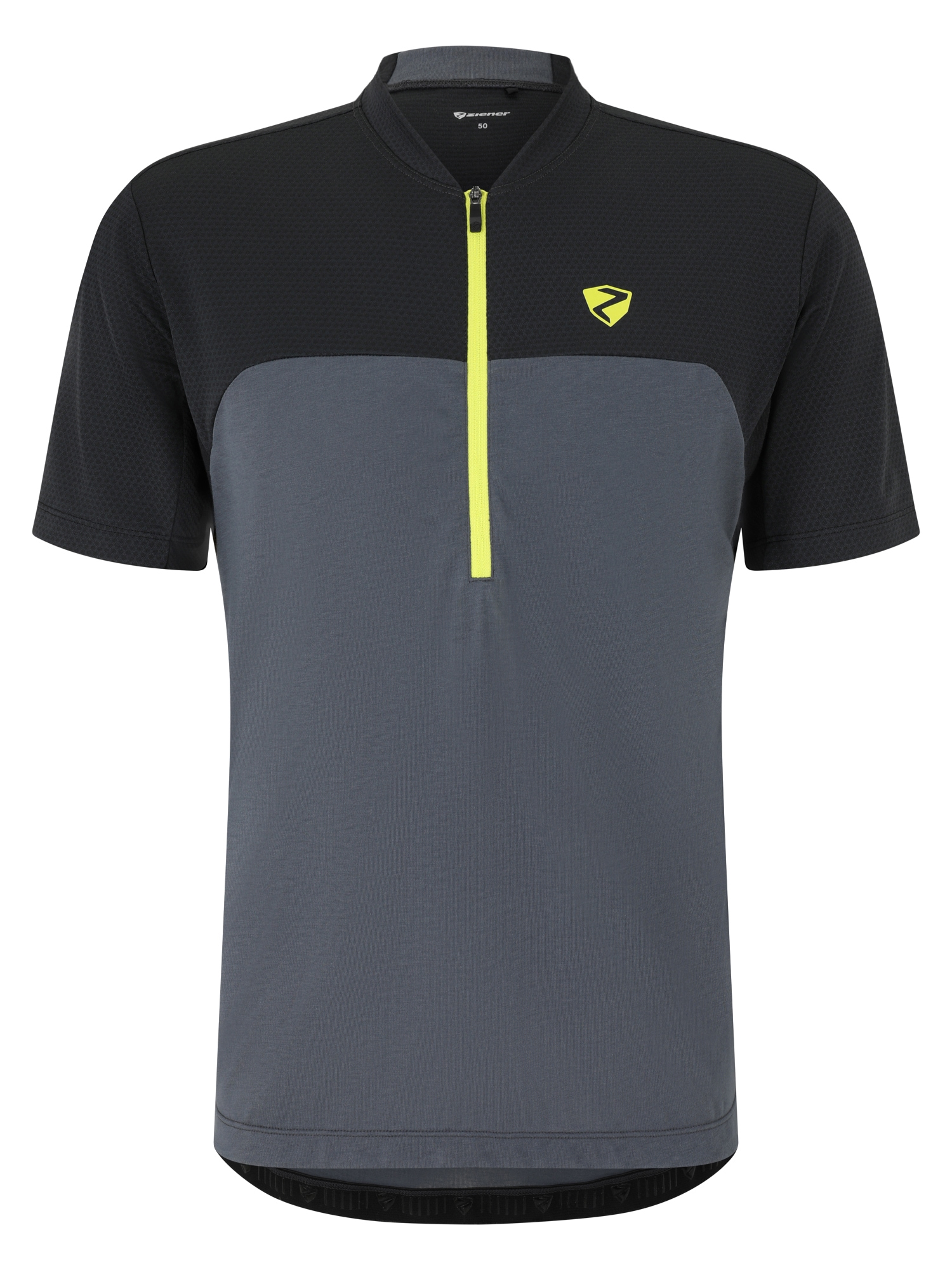 Radtrikot ZIENER "NARIUS-Z", Herren, Gr. 54, grau, Obermaterial: 85% Polyester, 15% Baumwolle; Obermaterial 2: 100% Polyester, Trikots