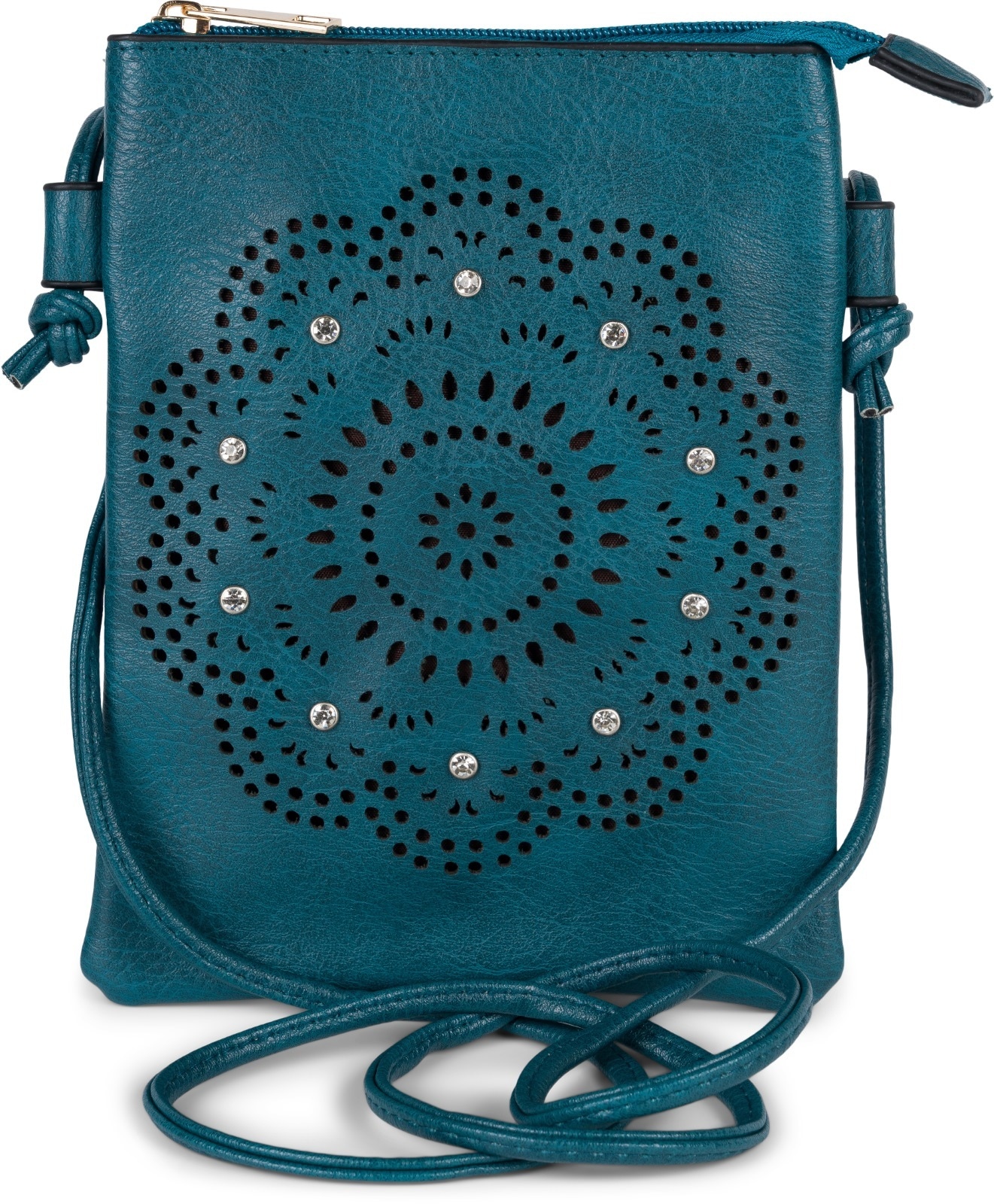 styleBREAKER Mini Bag "Mini Umhängetasche Blumen Cutout und Strass"