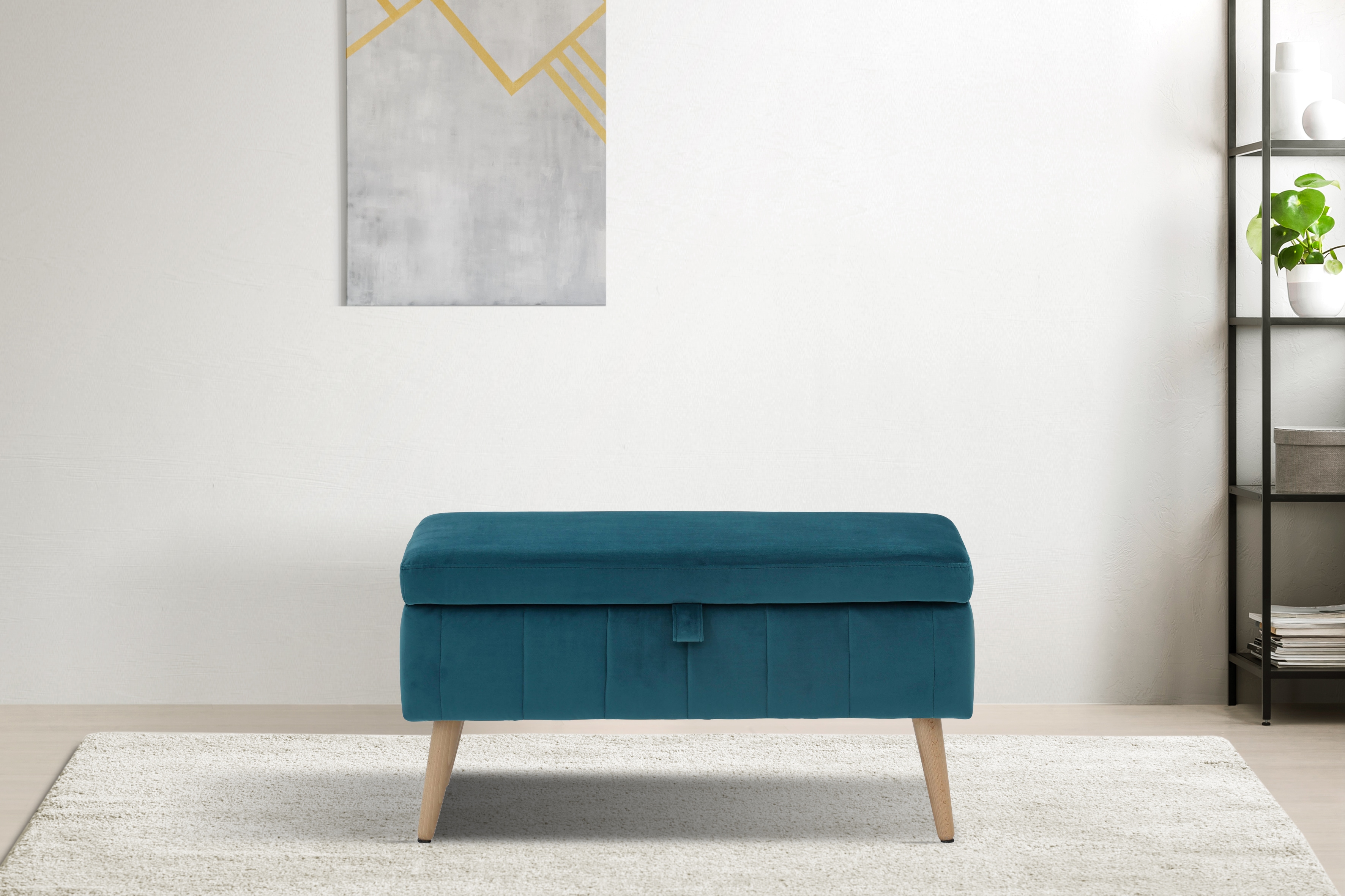 OTTO home Truhenbank "AMIRA Sitzbank mit Stauraum, Maße B/T/H: 81/36/43 cm" mit Staufach, in 3 Bezugsqualitäten mit feiner Steppung
