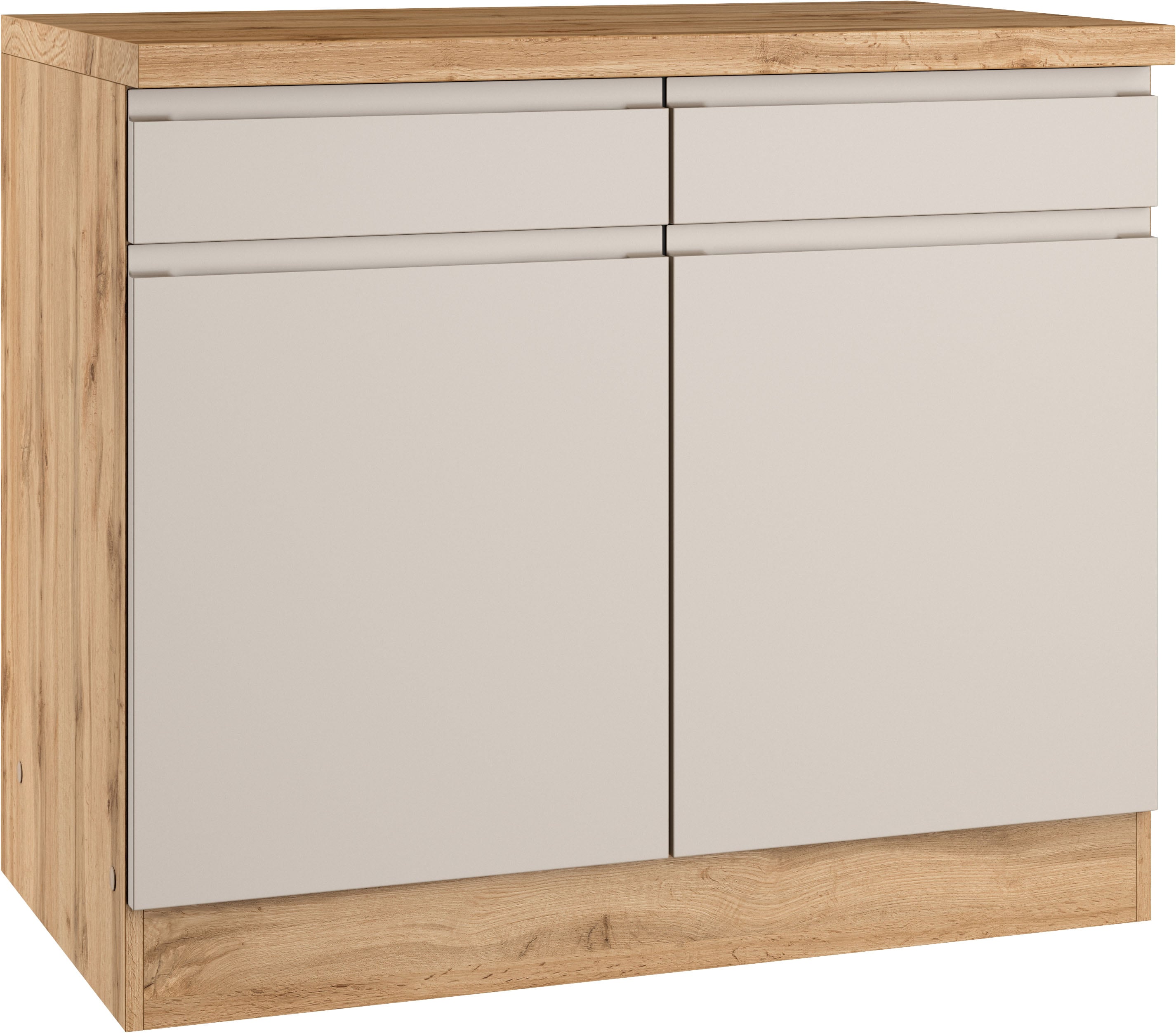 KOCHSTATION Unterschrank "KS-Virginia,neu in verbesserter Ausführung" Stauraum, Softclose, mit CPL-Arbeitsplatte, Breite 100 cm, 2 Türen, Soft-Close-Funktion