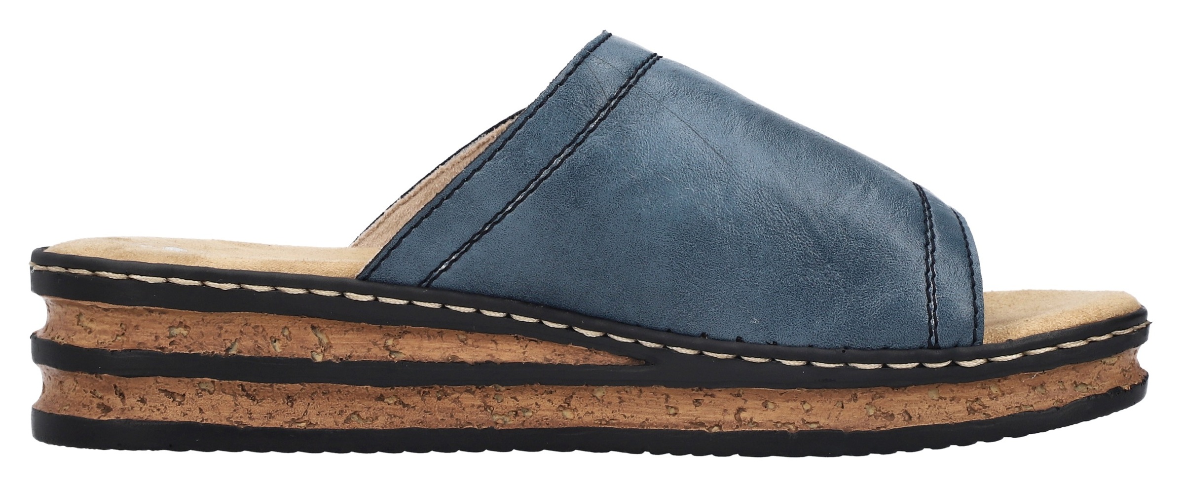 Rieker Keilpantolette, Sommerschuh, Hausschuh, Pantolette mit bequemem Keilabsatz