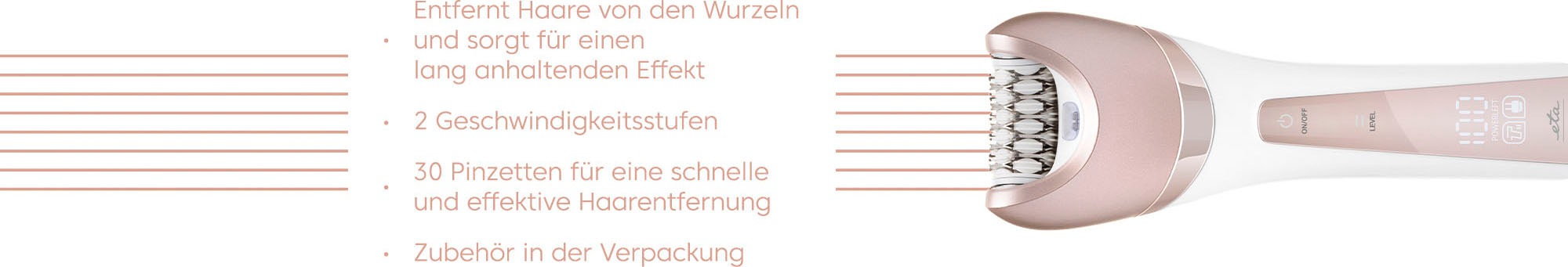 Thumbnail - eta Epilierer "Fenite ETA334690000" 4 Stk. Aufsätze 30 Pinzetten für ein perfektes Ergebnis.