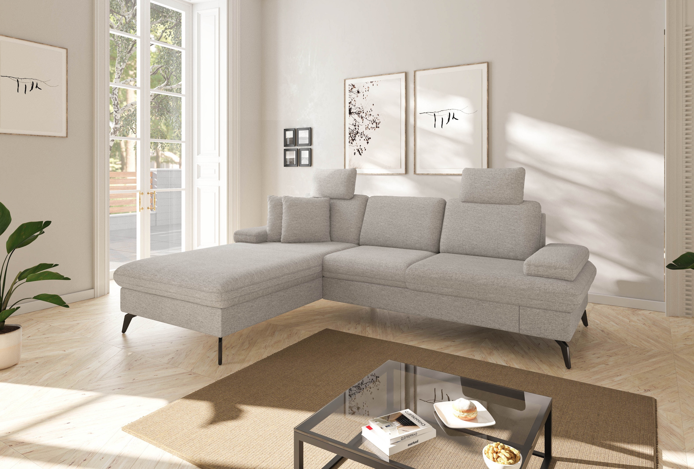 sit&more Ecksofa »Morris Jubi, L-Form«, inkl. Armteilfunktion und 1 Zierkissen, wahlweise mit Bettfunktion