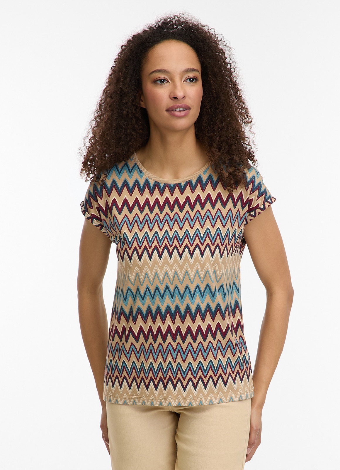 Ragwear T-Shirt "DIONA PRINT" mit gestreifter Optik, aus Viskose und Elasthan, Regular Fit
