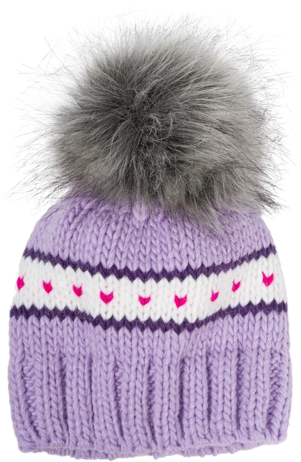 styleBREAKER Strickmütze "Kinder Strick Bommelmütze Herzmuster" 1 Stk.