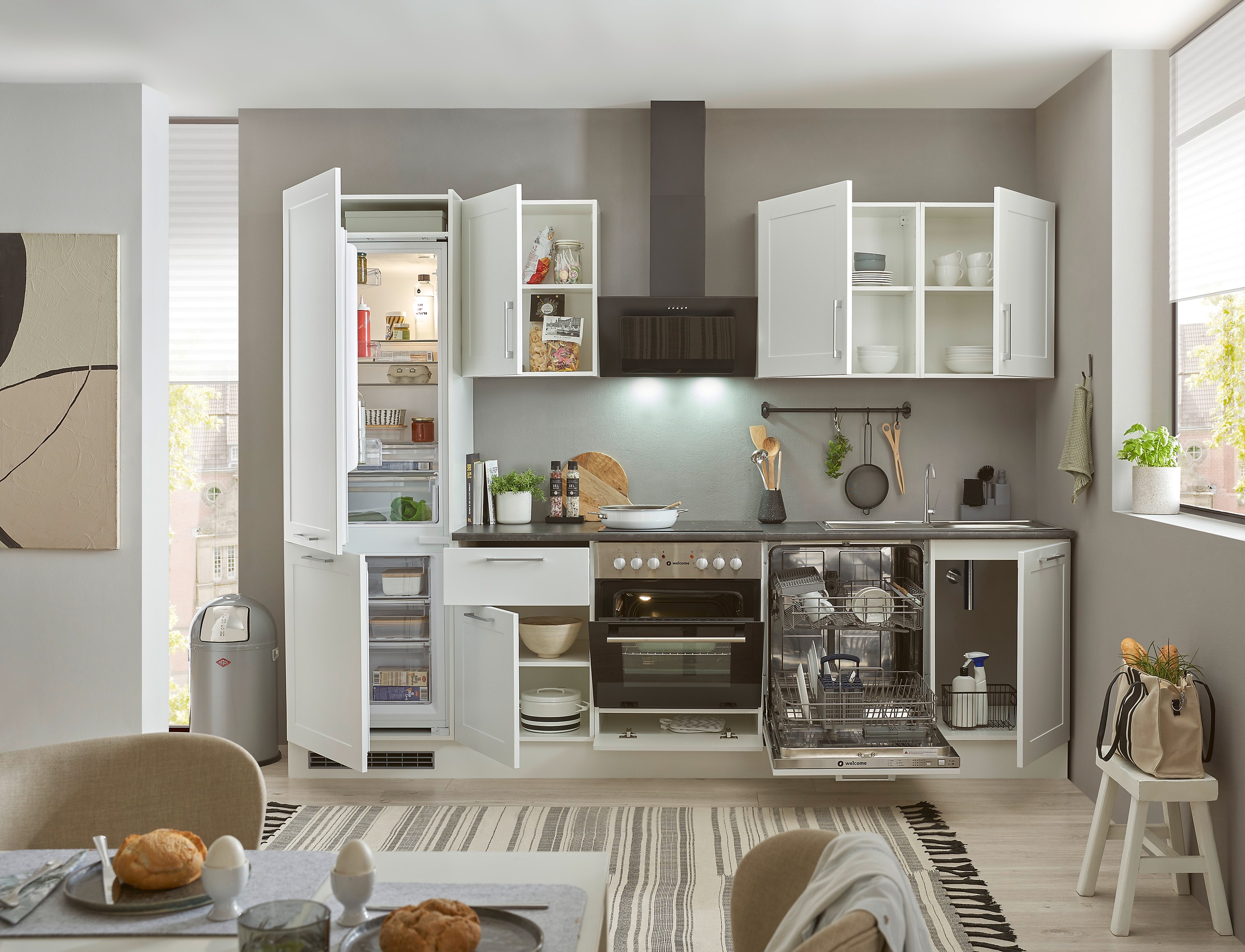 BASIC by Balculina Küchenzeile »Marsi«, Breite 280 cm, wahlweise mit E-Geräten, mit Soft-Close-Funktion