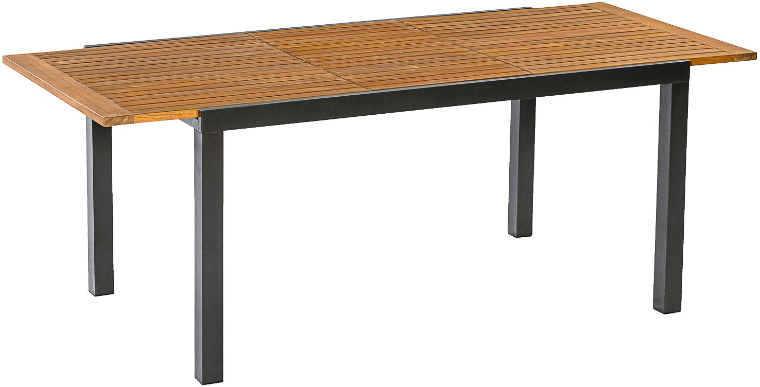 MERXX Garten-Essgruppe »»Tilos««, (Set, 13 tlg., Rückenabschluss und Armlehnen aus Akazienholz), Rückenlehne verstellbar durch Gasdruckfeder