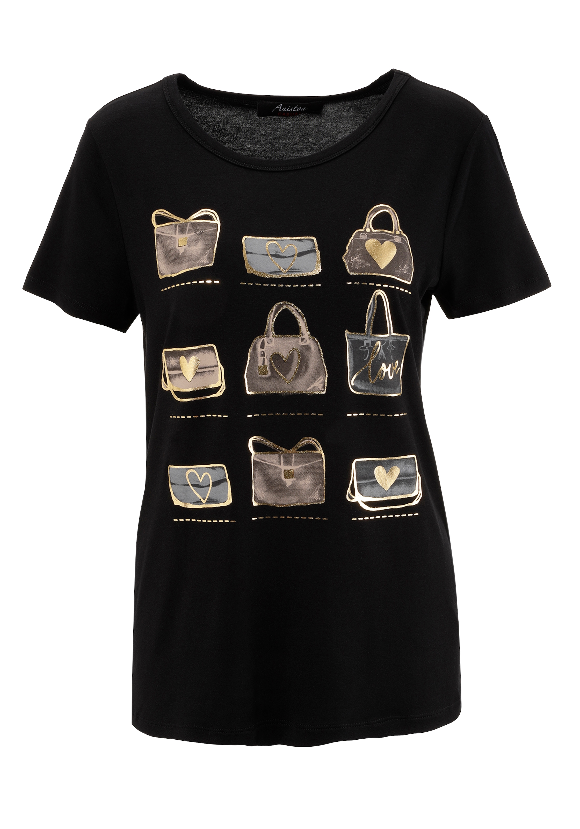 Aniston CASUAL T-Shirt, Frontdruck, teilweise mit glitzerndem Folienprint -  NEUE KOLLEKTION online bestellen | BAUR