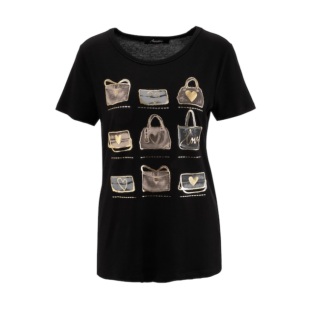 Aniston CASUAL T-Shirt, Frontdruck, teilweise mit glitzerndem Folienprint -  NEUE KOLLEKTION online bestellen | BAUR