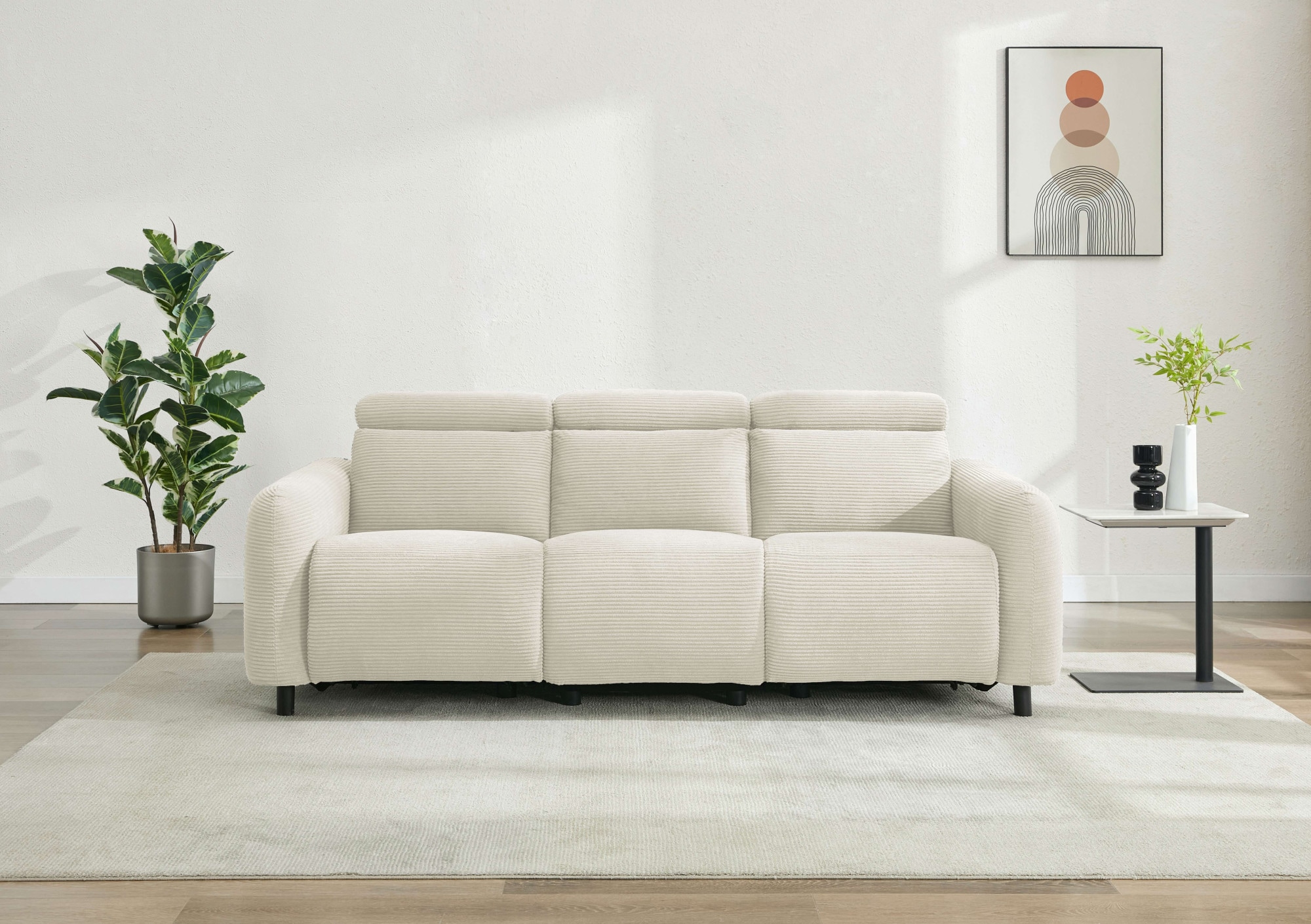 Home affaire 3-Sitzer »SKAANE in Cord, Sofa mit manueller u. elektrischer Relaxfunktion«, Relax-Funktion in 2 Sitzen, Kopfteilverstellung, Federkernpolsterung