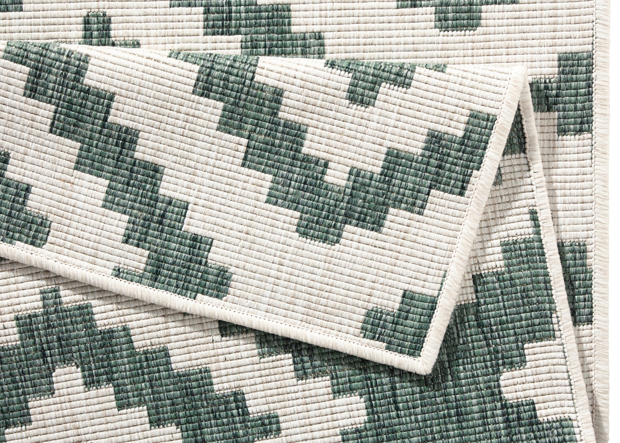 NORTHRUGS Teppich »Malta Wendeteppich«, rechteckig, 5 mm Höhe, In-& Outdoor, Wetterfest, Balkon, Terrasse, Raute, Läufer, Wohnzimmer