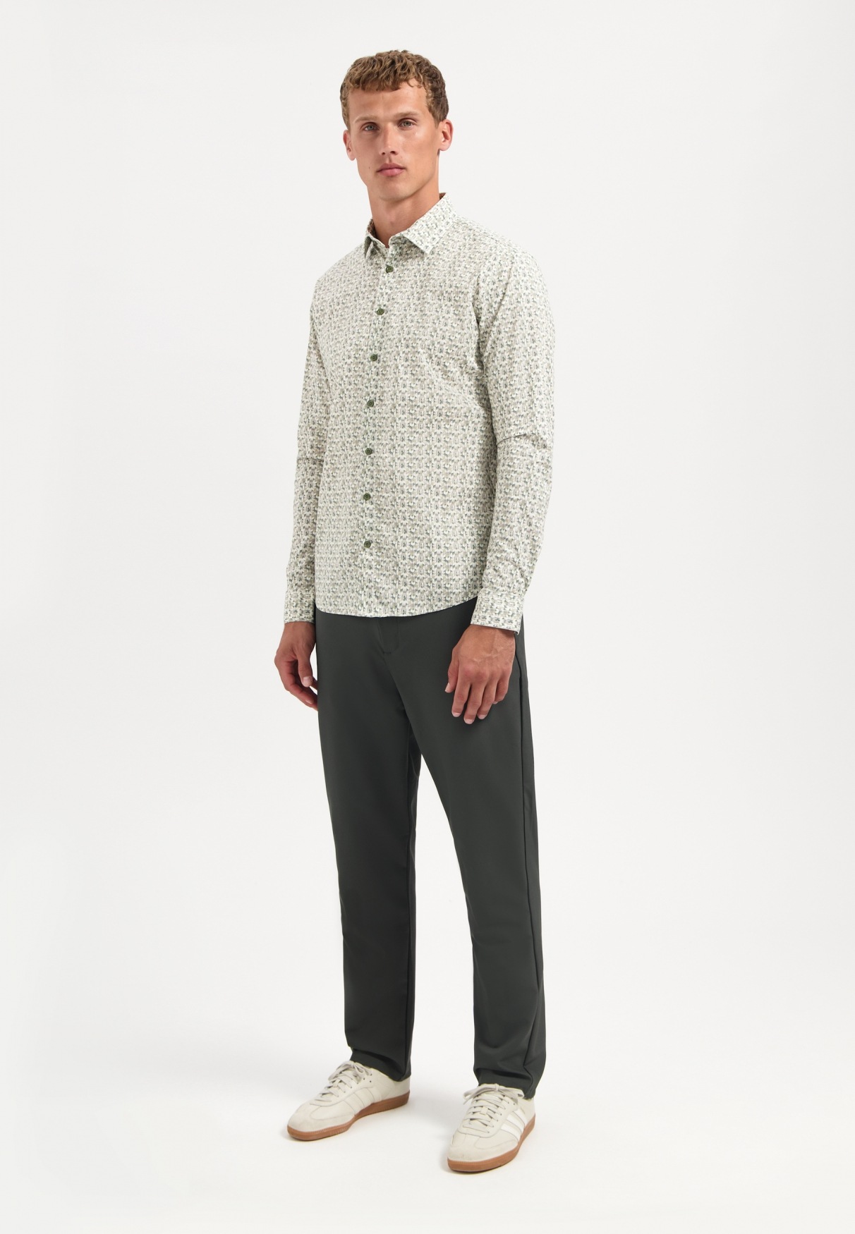 NO EXCESS Langarmhemd "No Excess Stretchhemd mit Print Shirt Stretch Allove günstig online kaufen
