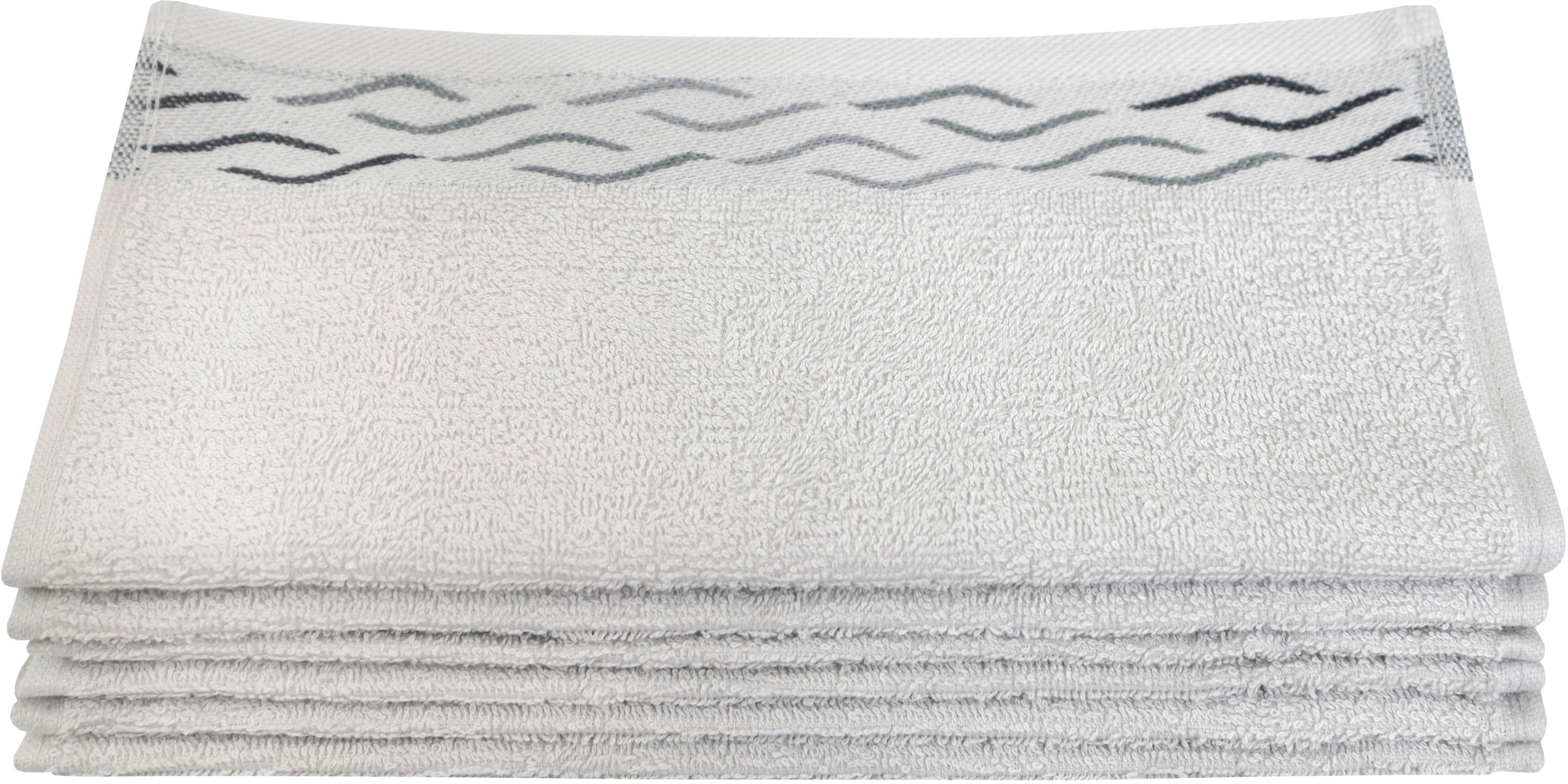 Seiftuch DYCKHOFF, B:30cm L:30cm, silber, Baumwolle, Waschlappen, "Wave", mit Jacquard-Bordüre