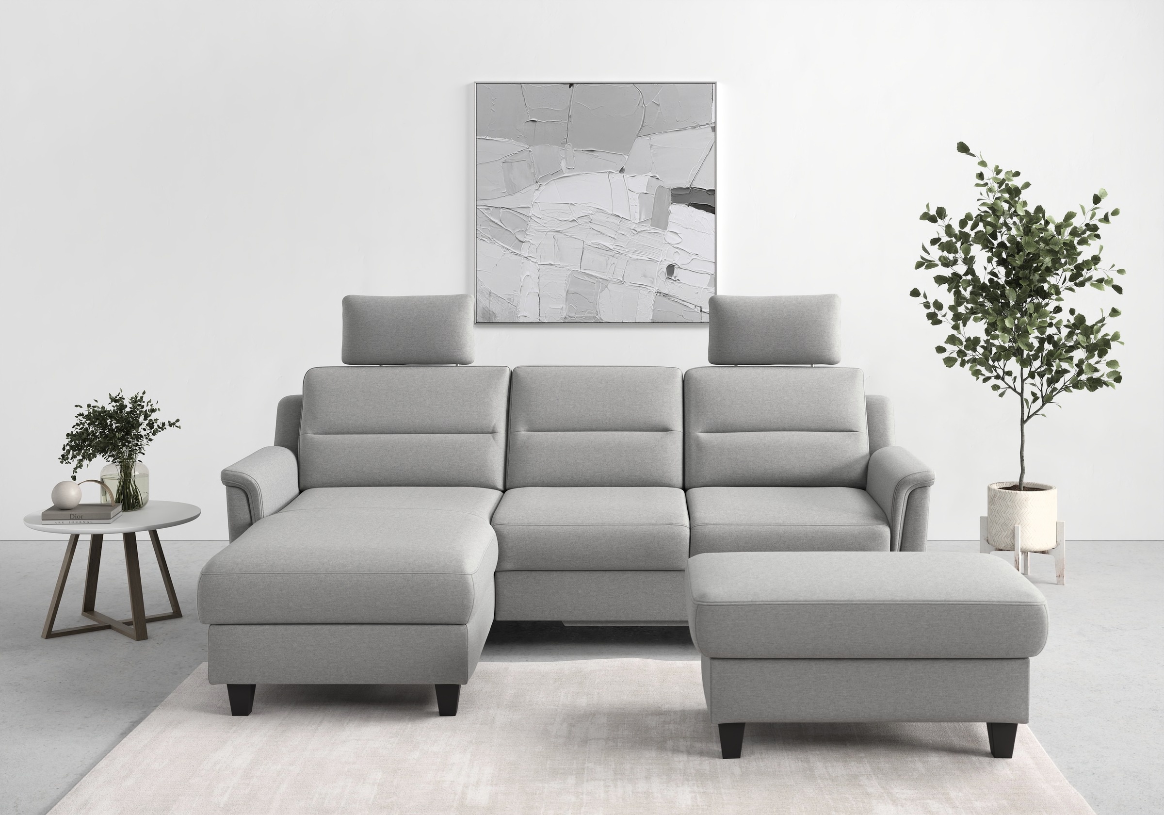 Ecksofa SIT & MORE "Farö L-Form", grau, B:234cm H:90cm T:168cm, Sofas, Ecksofa, inklusive Federkern, wahlweise mit Bettfunktion und Bettkasten