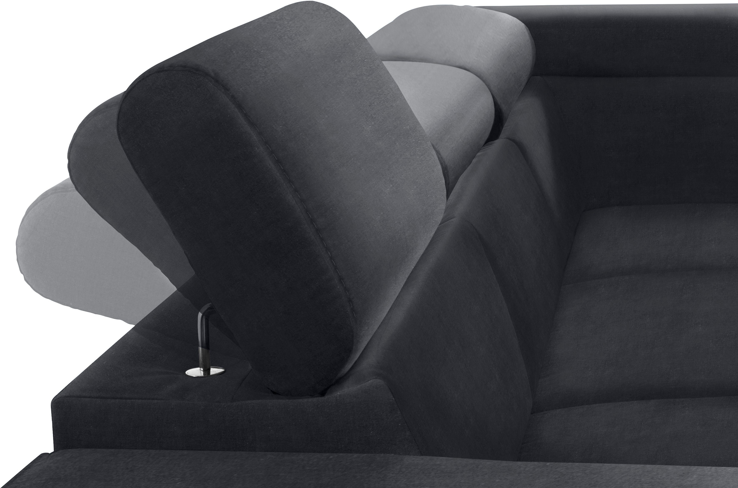 COTTA Polstergarnitur »Morven«, (Set), Set: bestehend aus Ecksofa und Hocker, Kopfteilverstellung
