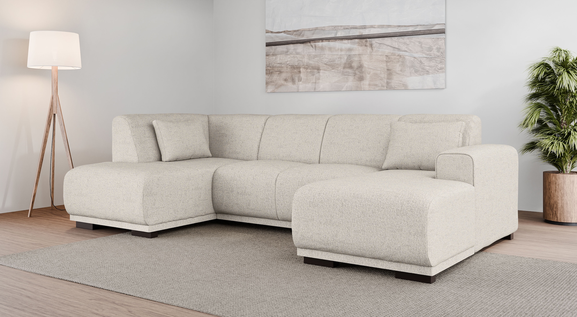 OTTO home Wohnlandschaft "BORNHOLM U-Form mit Recamiere rechts/links, B/T/H: 300/162/85 cm" U-Form mit Wellenunterfederung, Recamiere rechts oder links bestellbar