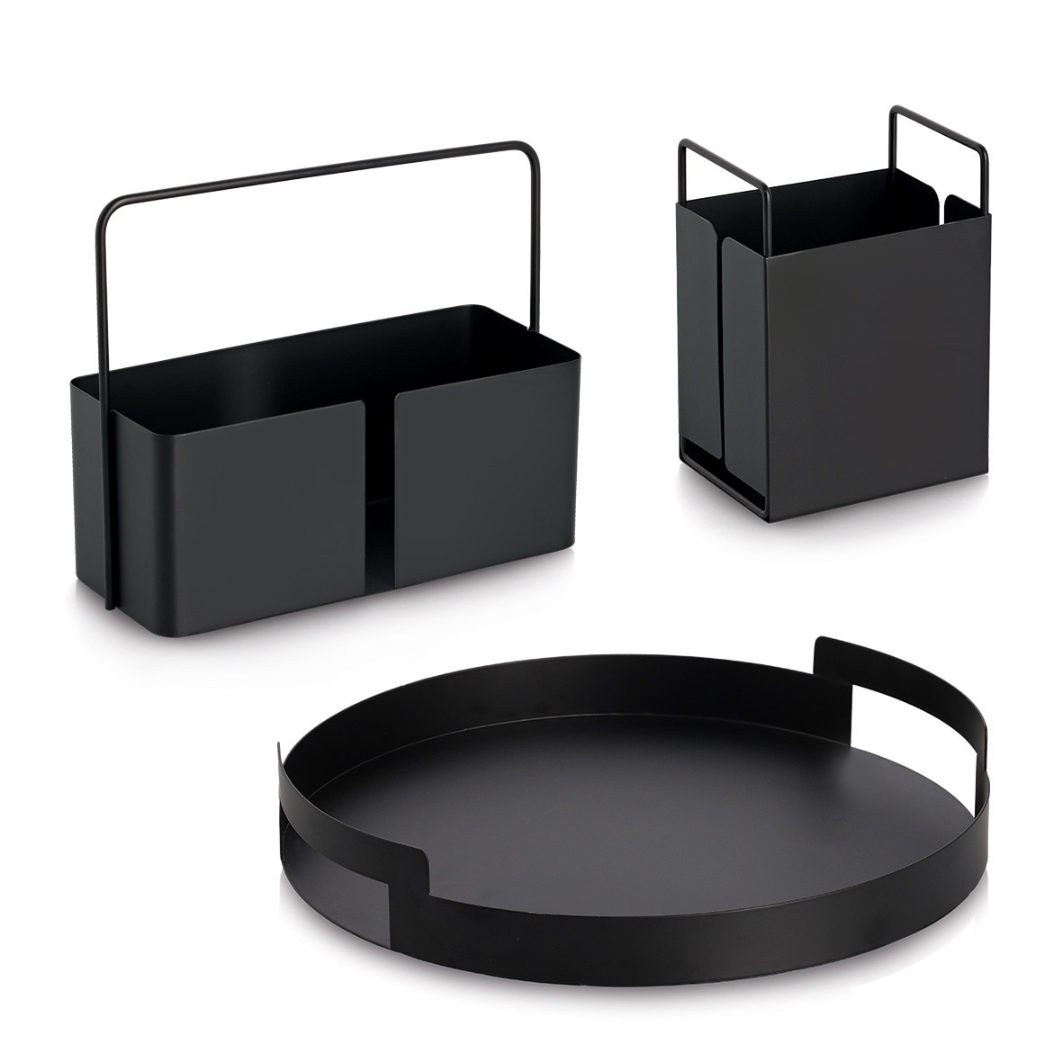 Zeller Present Menage »Tragekorb« Metall, schwarz - ca. 30x12x24,5 cm