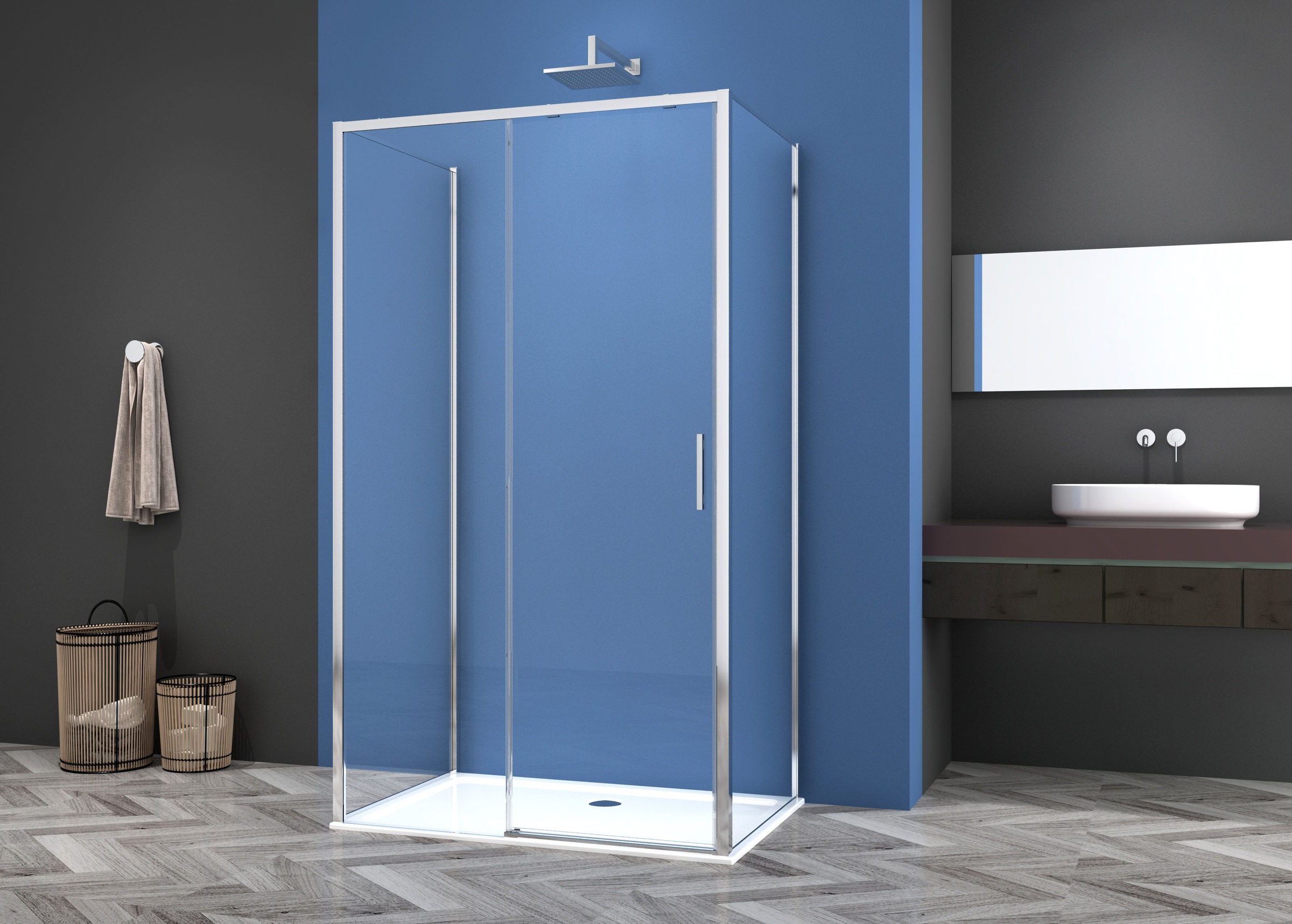 Sanotechnik Dusch-Schiebetür »Sanotechnik SlimLine Schiebetür chrom« Easy Clean Beschichtung