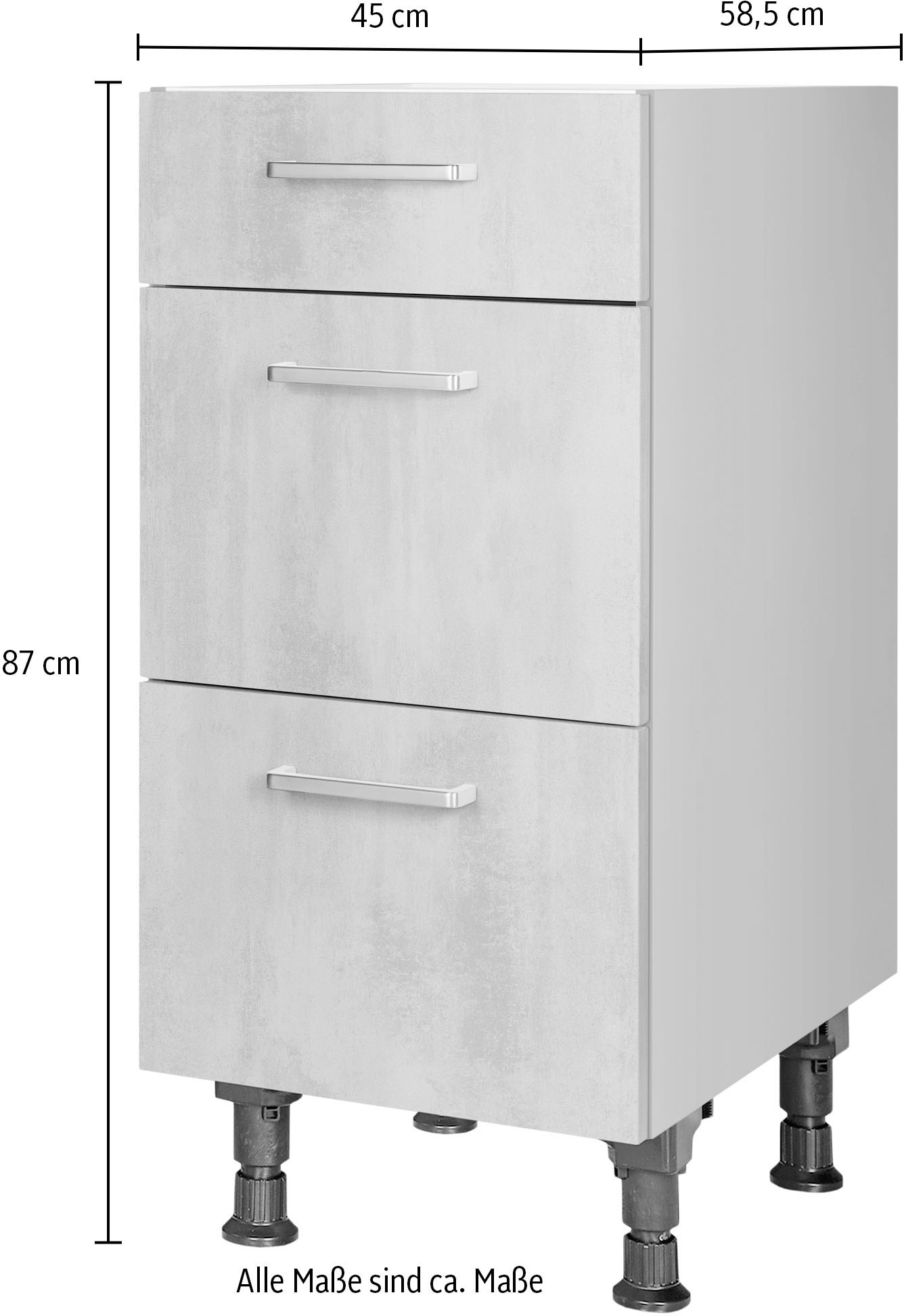 nobilia® Unterschrank »"Riva", vormontiert, mit höhenverstellbaren Sockelfüßen, in den«, Breiten 30, 45, 60 und 90 cm, mit Schubkasten und Auszügen