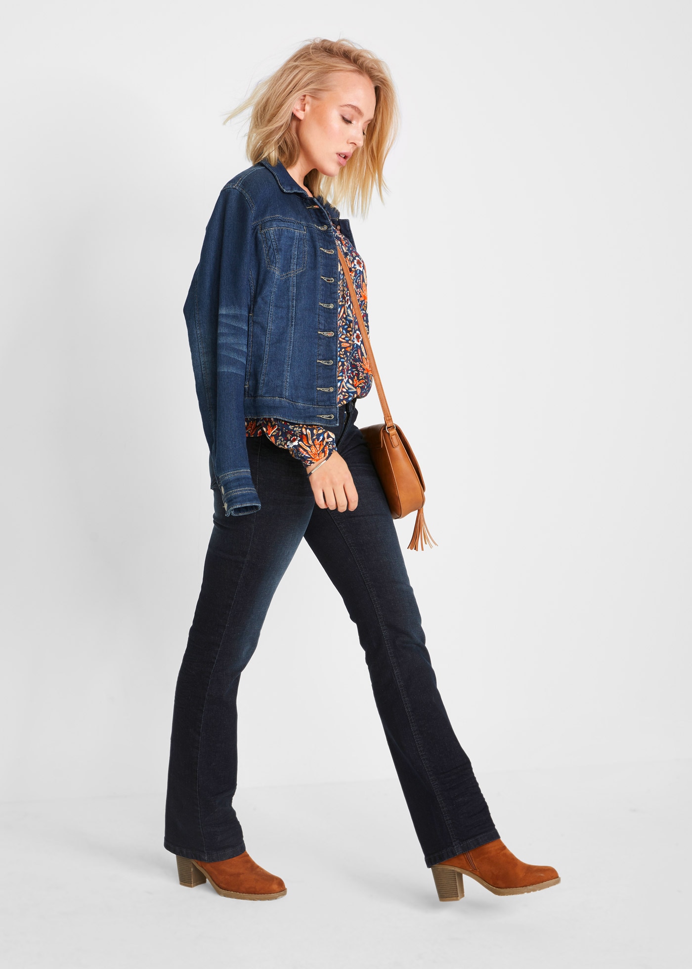 bonprix Tunikashirt 2 Stk. mit All-Over Print und V-Ausschnitt mit Knopfleiste