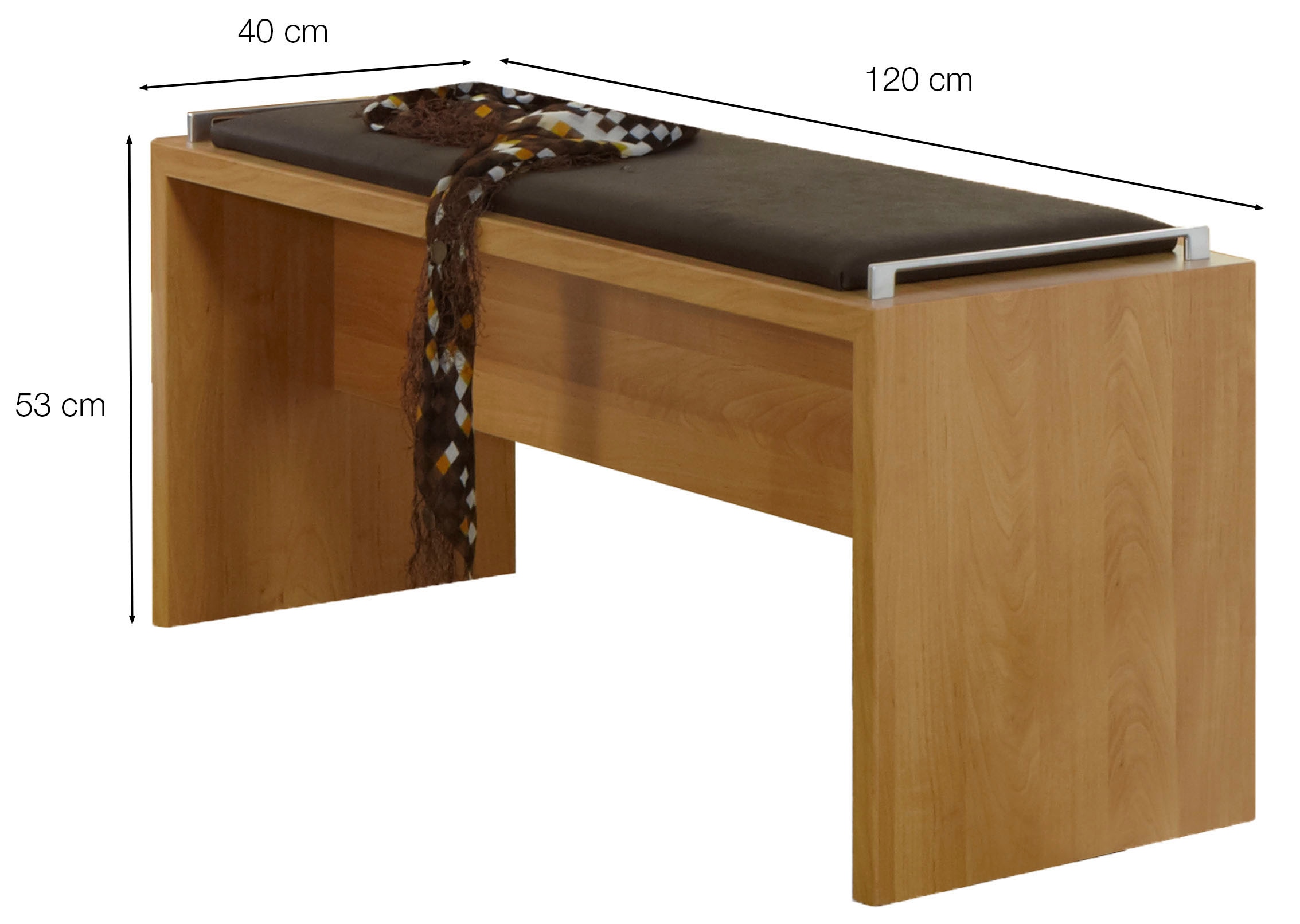 WIEMANN Polsterbank »Lausanne, Sitzbank, Bettbank gepolstert, Erle-Nachbildung« 120 x 53 x 40 cm (B/H/T), MADE IN GERMANY,  Sitzauflage Kunstleder mocca