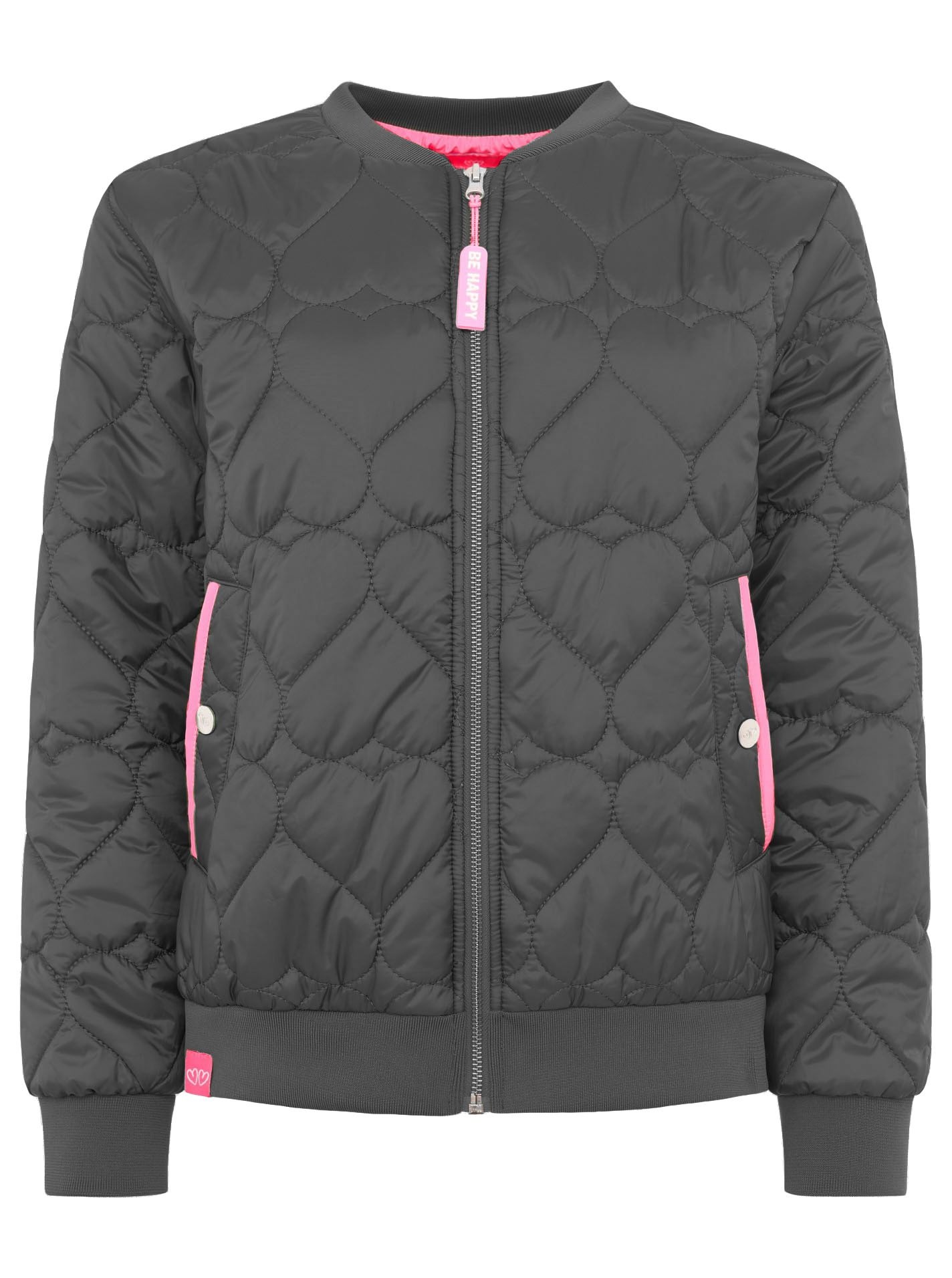 Zwillingsherz Bomberjacke ""Be Happy"" ohne Kapuze modisch, Kontrastdetails günstig online kaufen