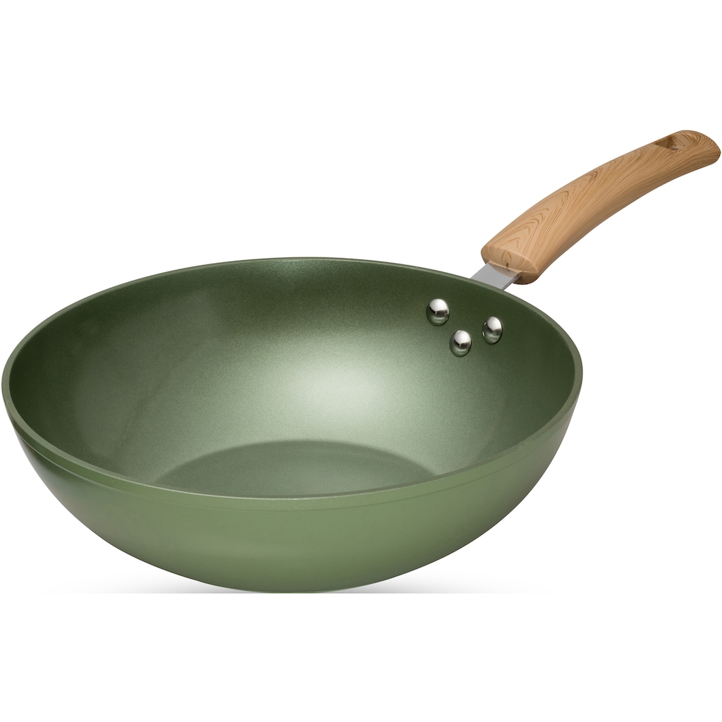 JUST VEGAN Wok »CeraVegan«, Aluminium, (1 tlg.), Pflanzliche Keramikbeschichtung, Induktion, Ø 28 cm