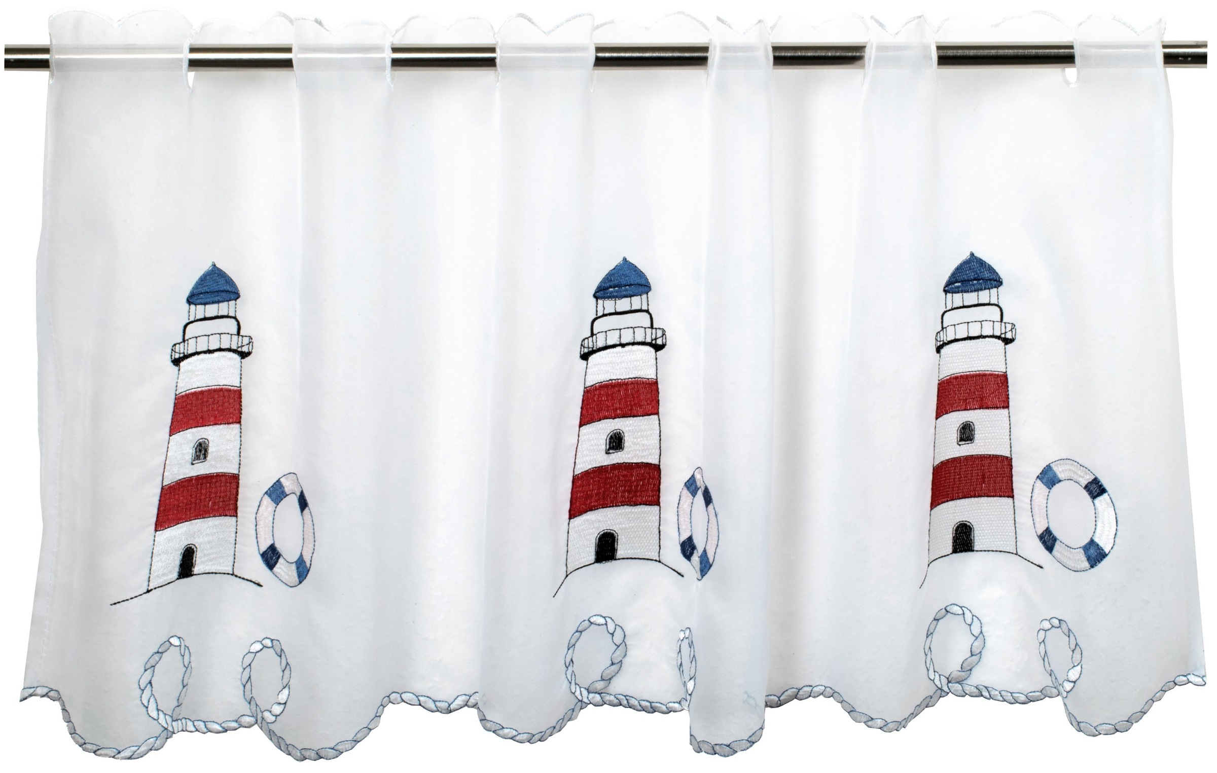 Delindo Lifestyle Scheibengardine "LEUCHTTURM" Stangendurchzug 1 Stk. tlg. günstig online kaufen