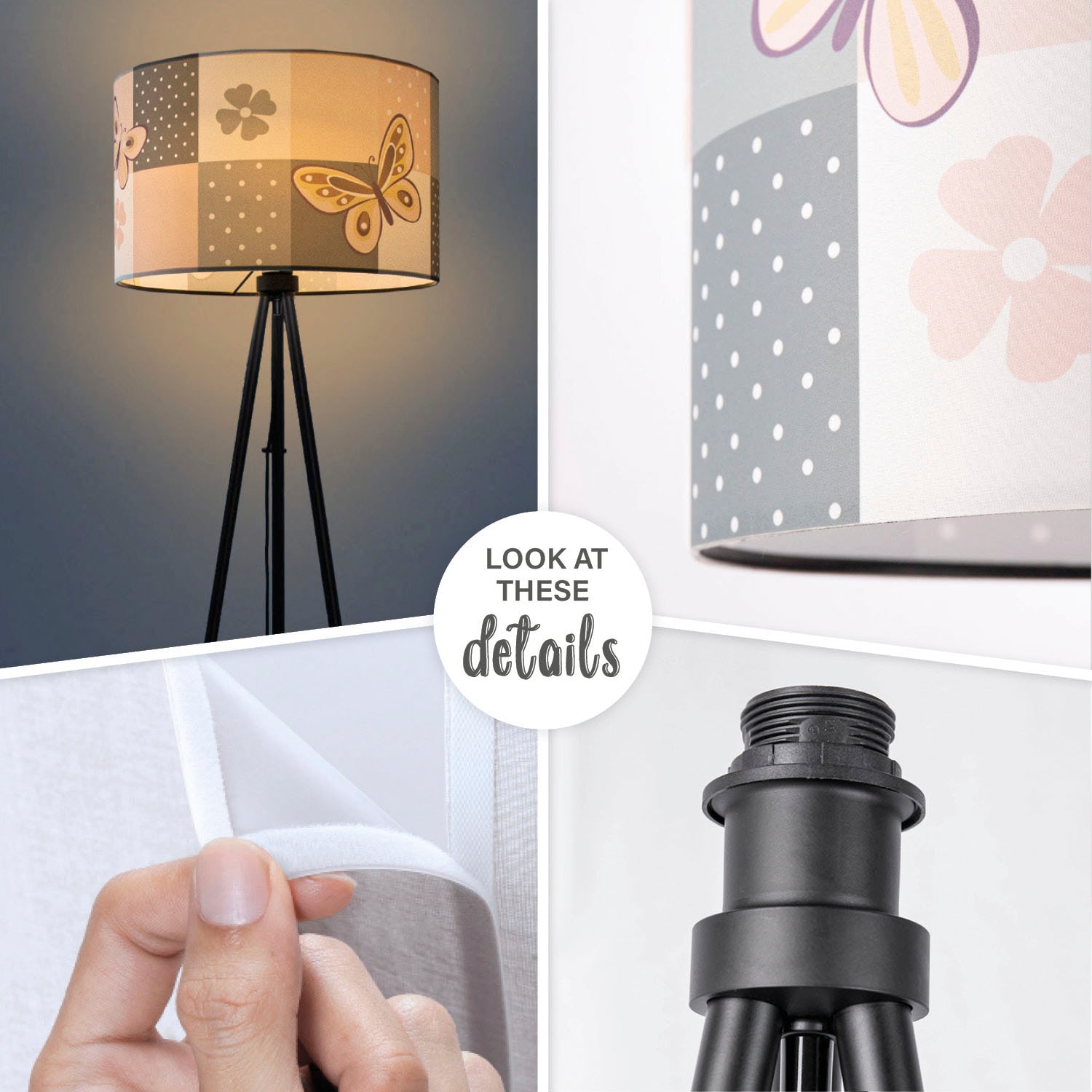 Paco Home Stehlampe »Trina Cosmo«, Schmetterling Kinderzimmer Lampe | Babyzimmer E27 Kinderlampe BAUR Blumen
