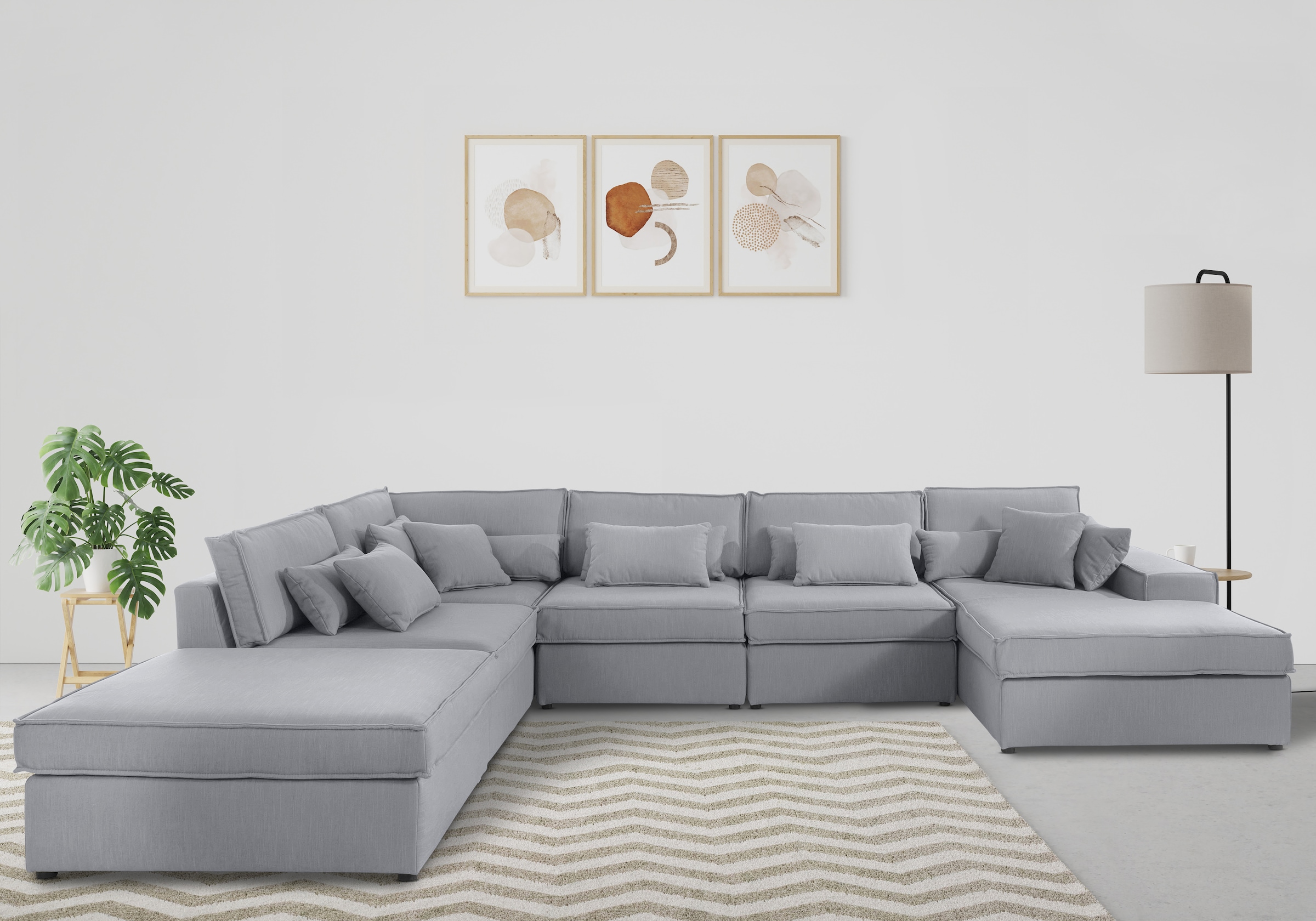 RAUM.ID Wohnlandschaft "Florid U-Form" 6 Teile, bestehend aus Modulen, viel günstig online kaufen