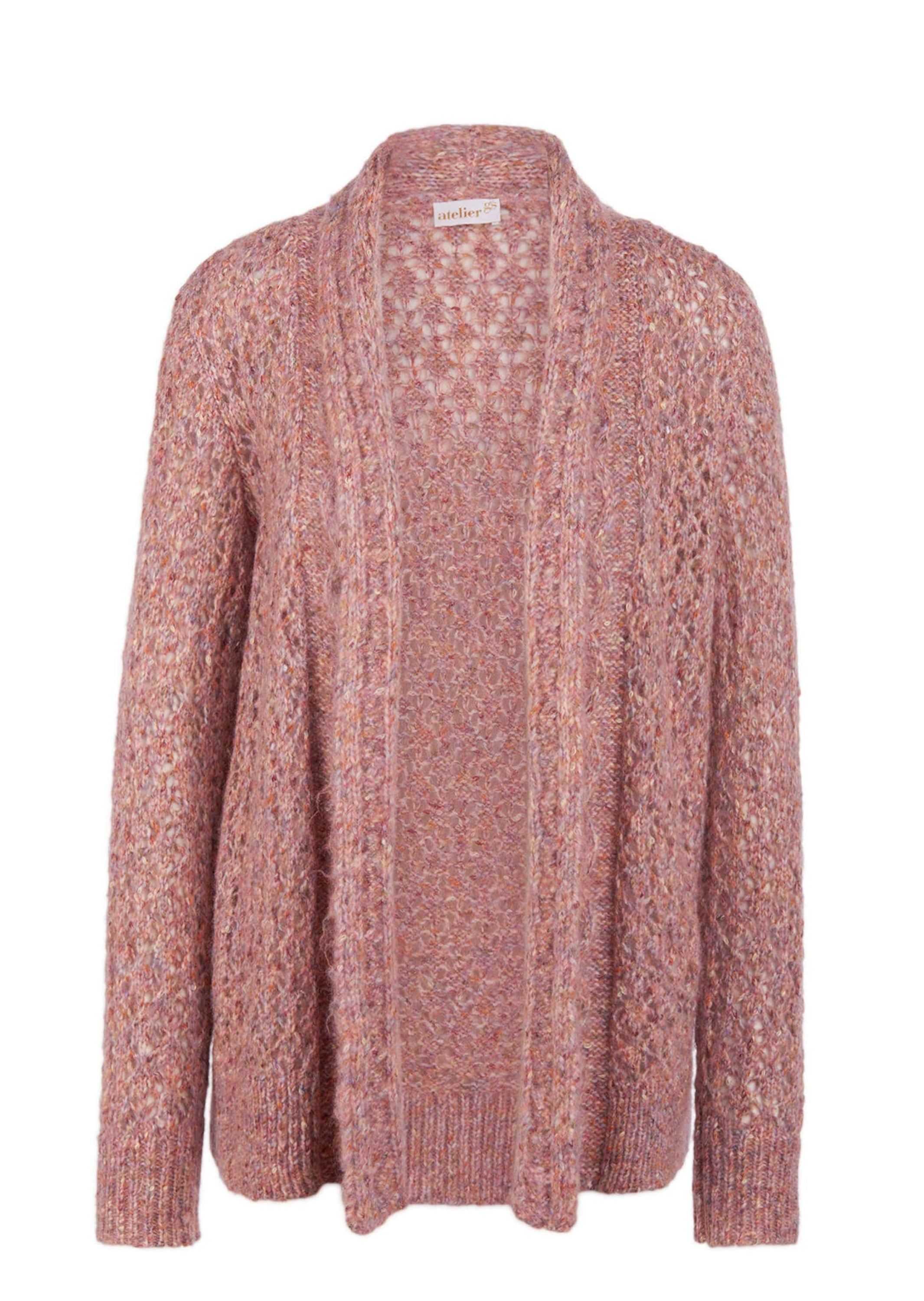 Goldner Strickjacke "Trageangenehme Offene Strickjacke" Feine Ajourstruktur Trifft Schönes Zopfmuster