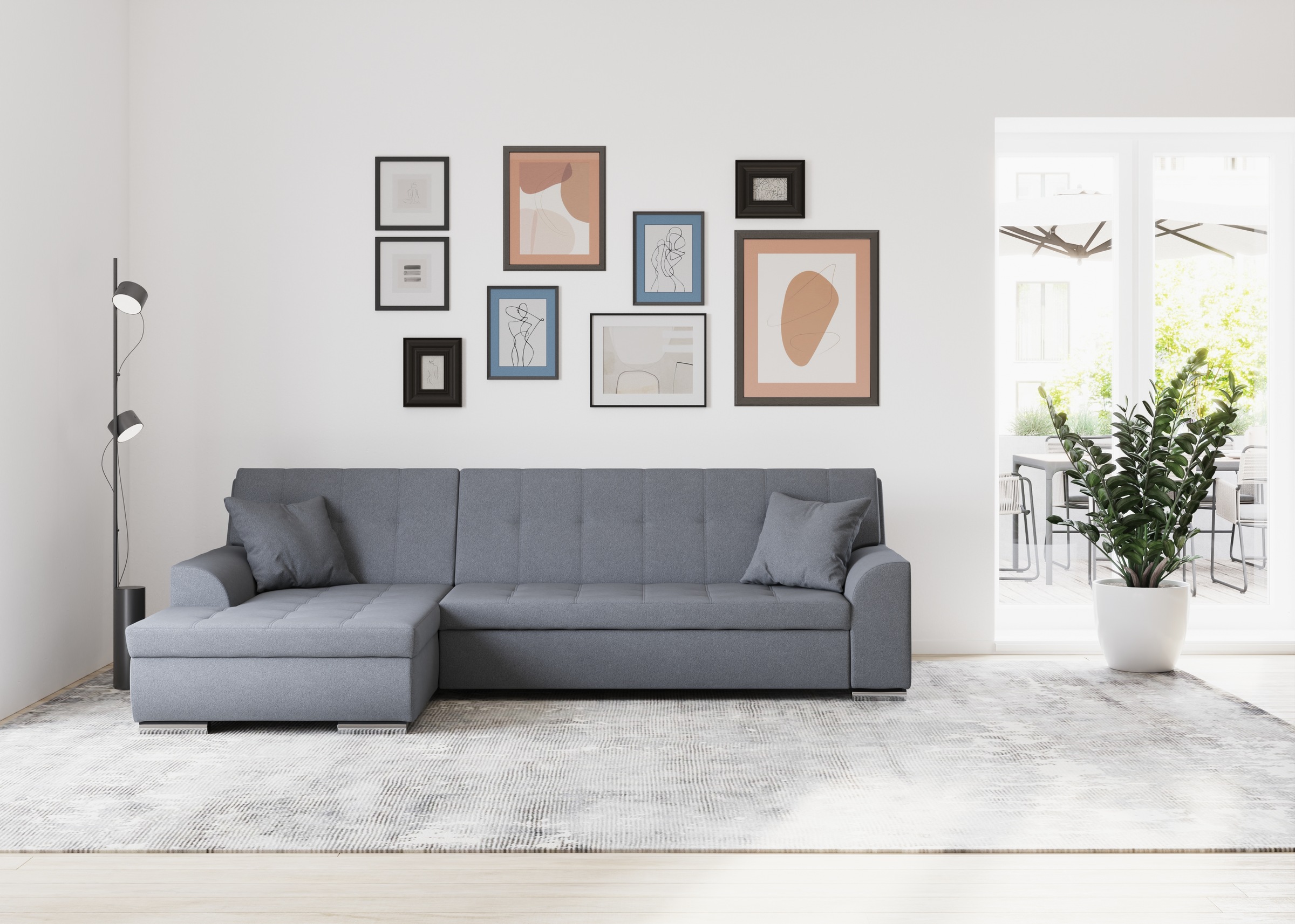 DOMO collection Ecksofa Treviso, wahlweise mit Bettfunktion, incl. Zierkissen