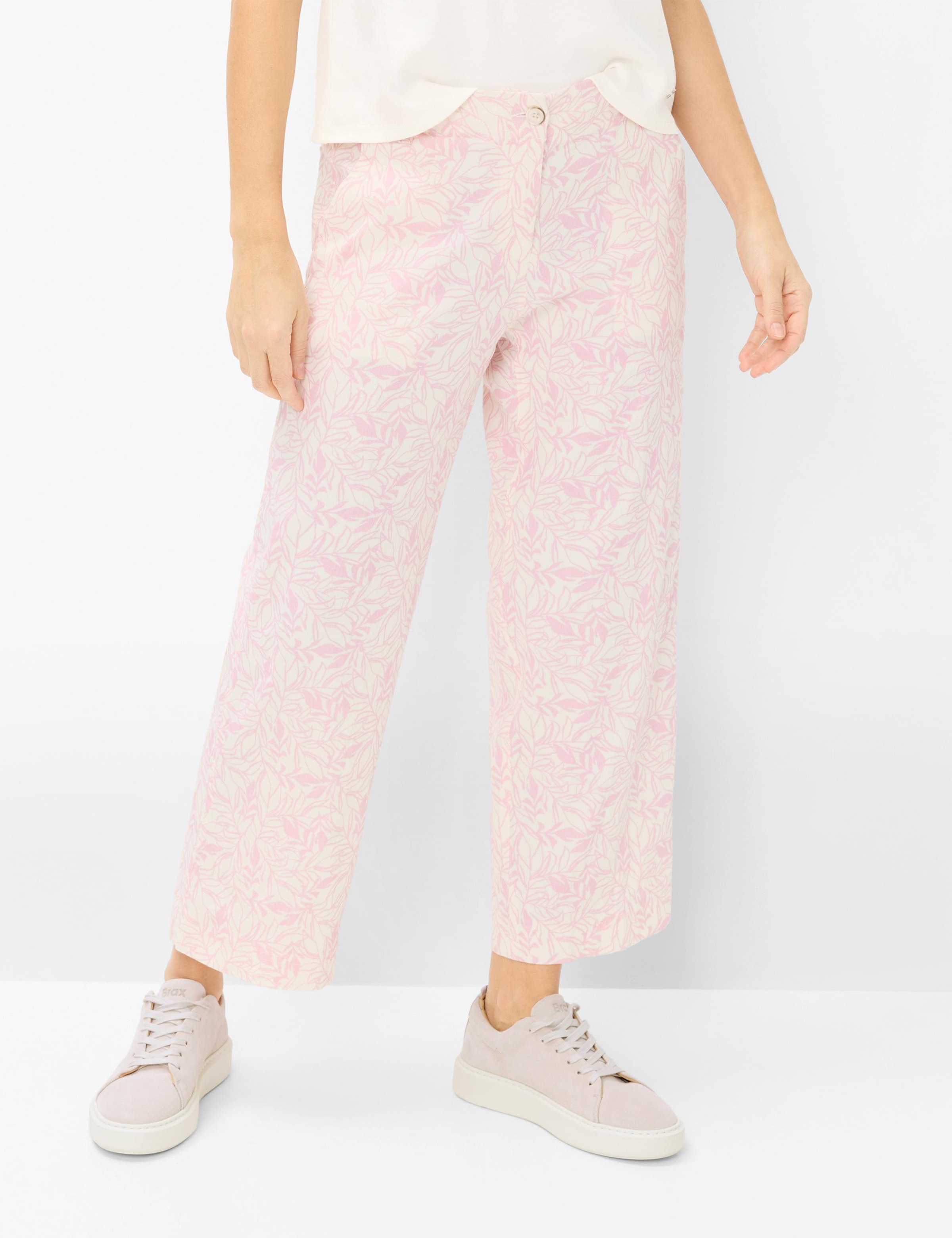 Culotte BRAX "Style MAINE S", Damen, Gr. 46K (23), Kurzgrößen, rauchrosa, Web, 67% Leinen, 30% Baumwolle, 3% Elasthan, Hosen Culotte