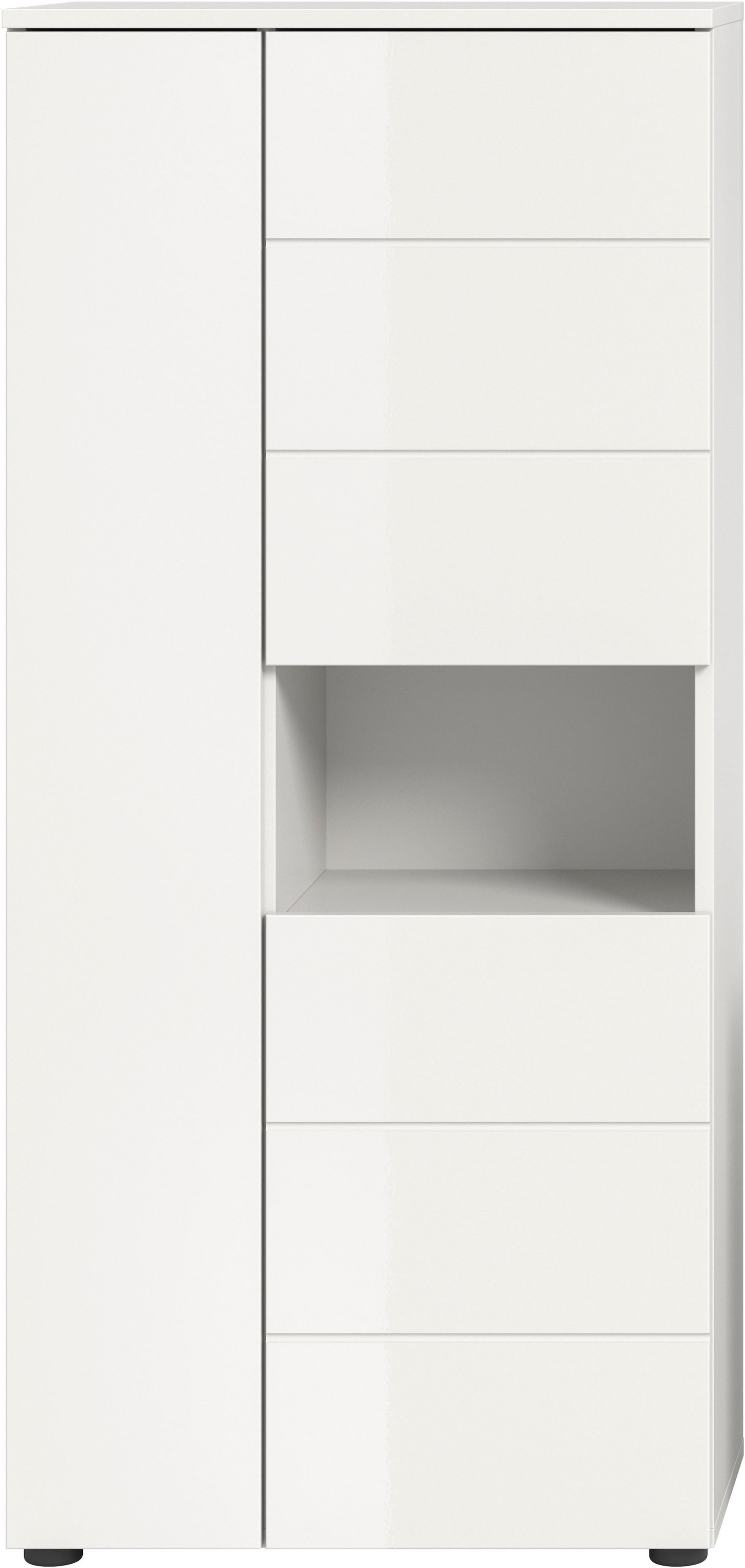 welltime Midischrank »Biel, Höhe 133 cm, 3 Türen, 1 offenes Fach«, (1 St.), Türanschlag wechselbar, modernes Design, Badschrank, Unterschrank, Bad