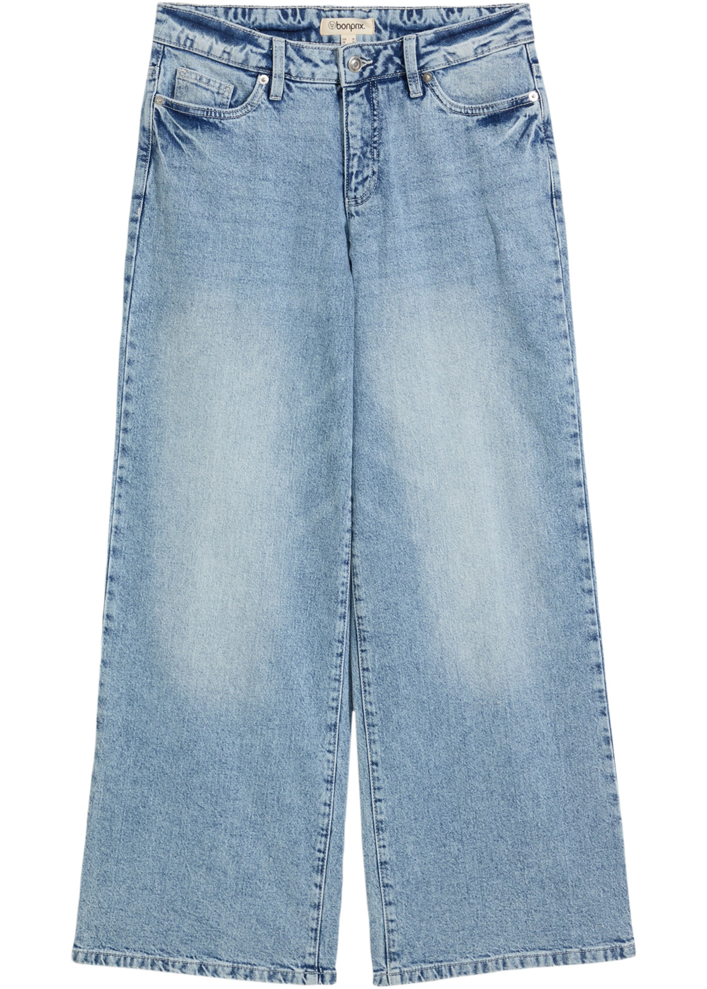 bonprix Weite Jeans 1 mittlere Bundhöhe, aus festem Baumwoll-Denim, mit Zip Fly und Knopf
