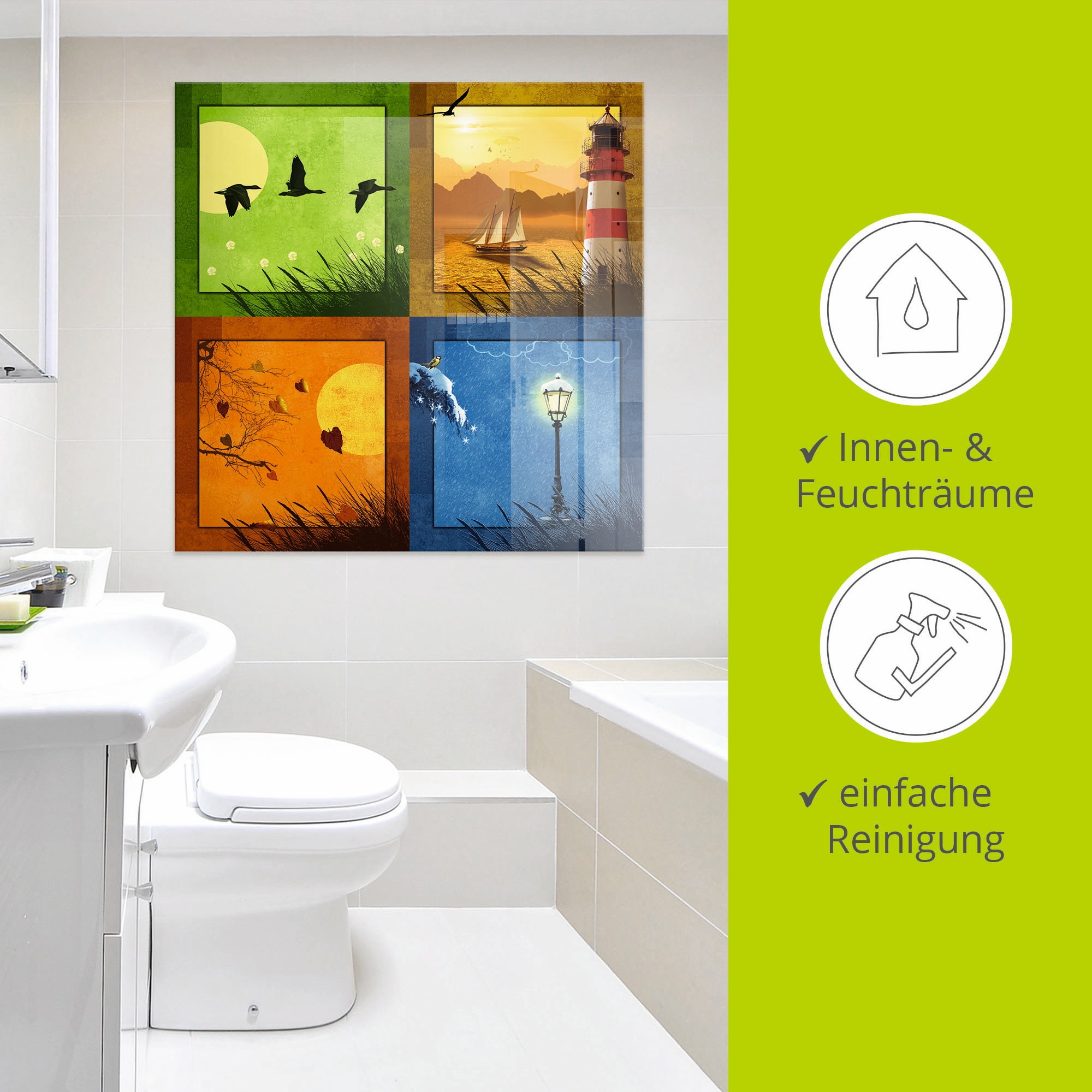 Artland Glasbild »Alle 4 Jahreszeiten«, Vier Jahreszeiten, (1 St.), in verschiedenen Größen