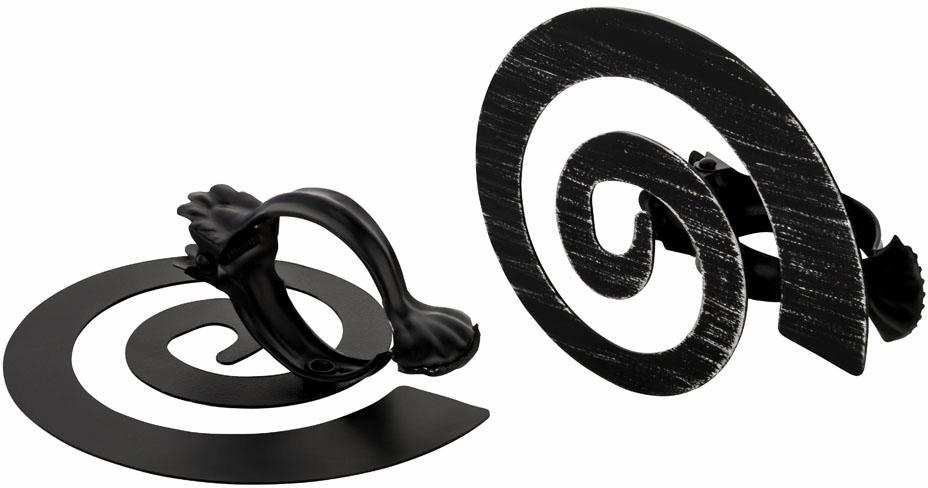 Dekoklammer für Raffhalter GOOD LIFE, B:8cm H:8cm, schwarz, Metall, Raffhalter, "Helix", für Stoffe und Vorhänge