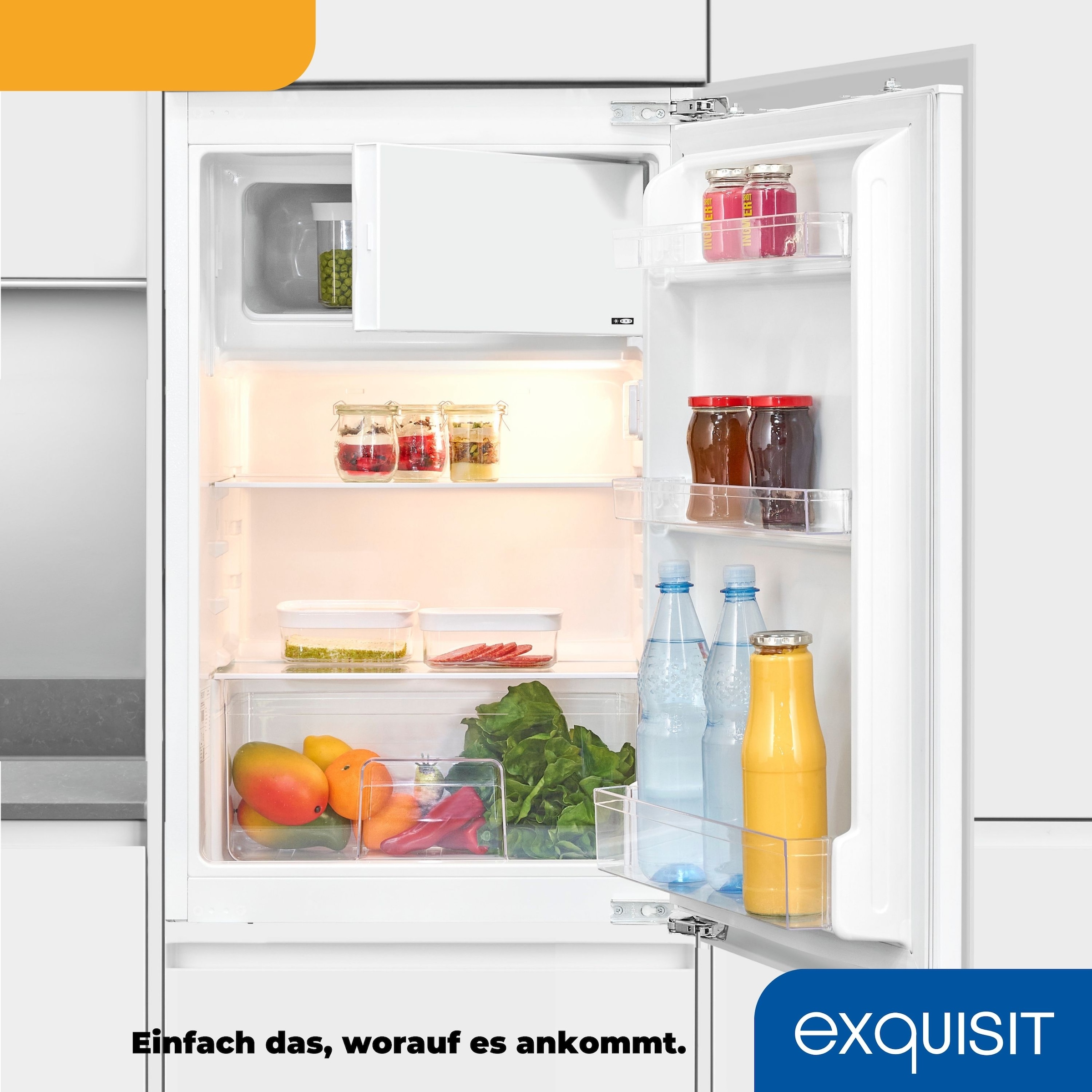 exquisit Einbaukühlschrank »EKS131-4-FE-O90E«, digitale Temperaturanzeige