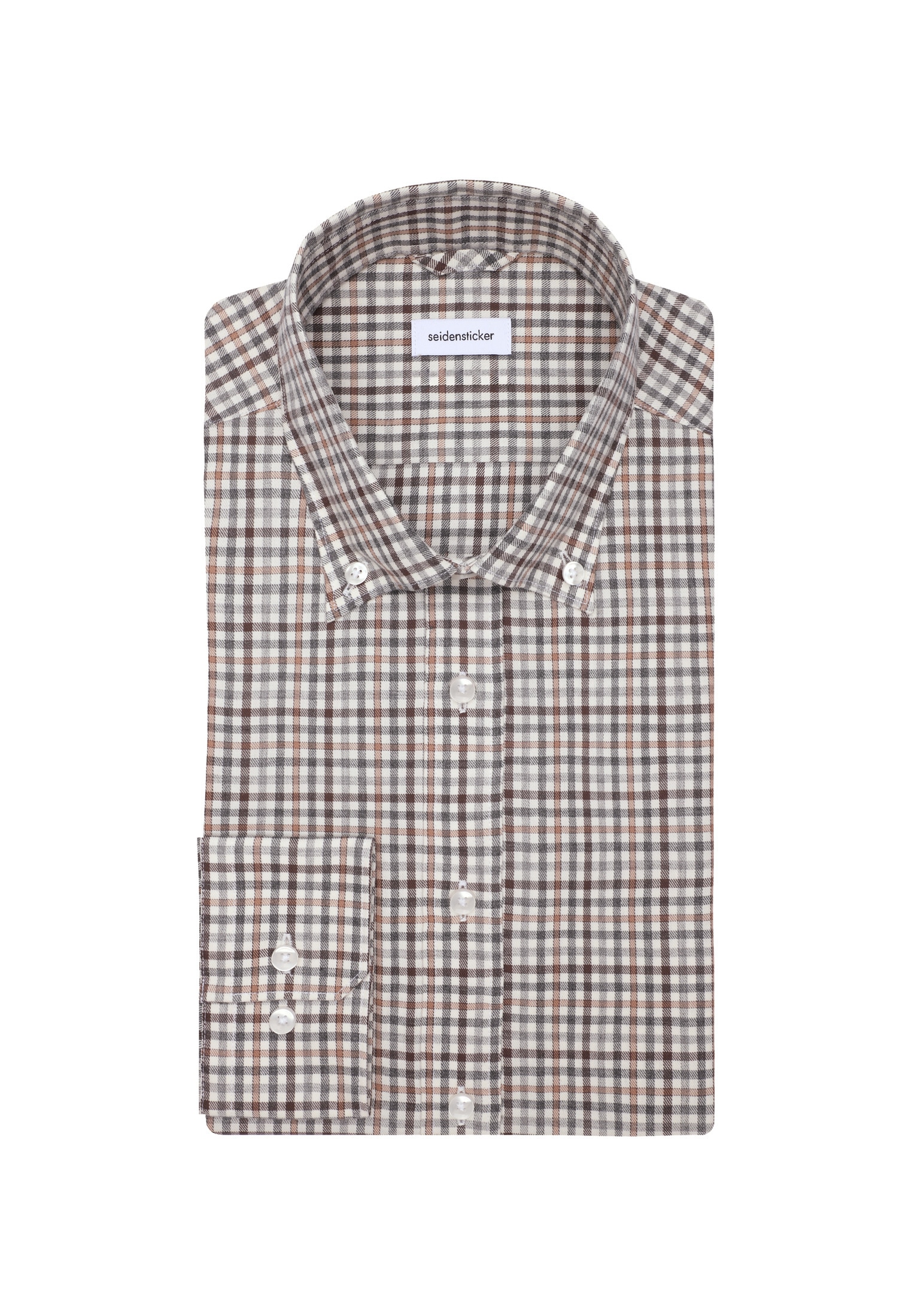 seidensticker Flanellhemd »Schwarze Rose« Slim 1/1 Button-Down-Kragen Karo