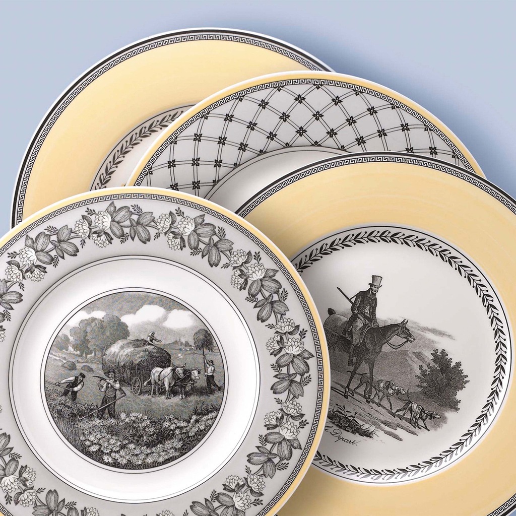 Villeroy & Boch Speiseteller »Speiseteller Audun Fleur ø 27,1 cm 6er Set weiß-grau-gelb«