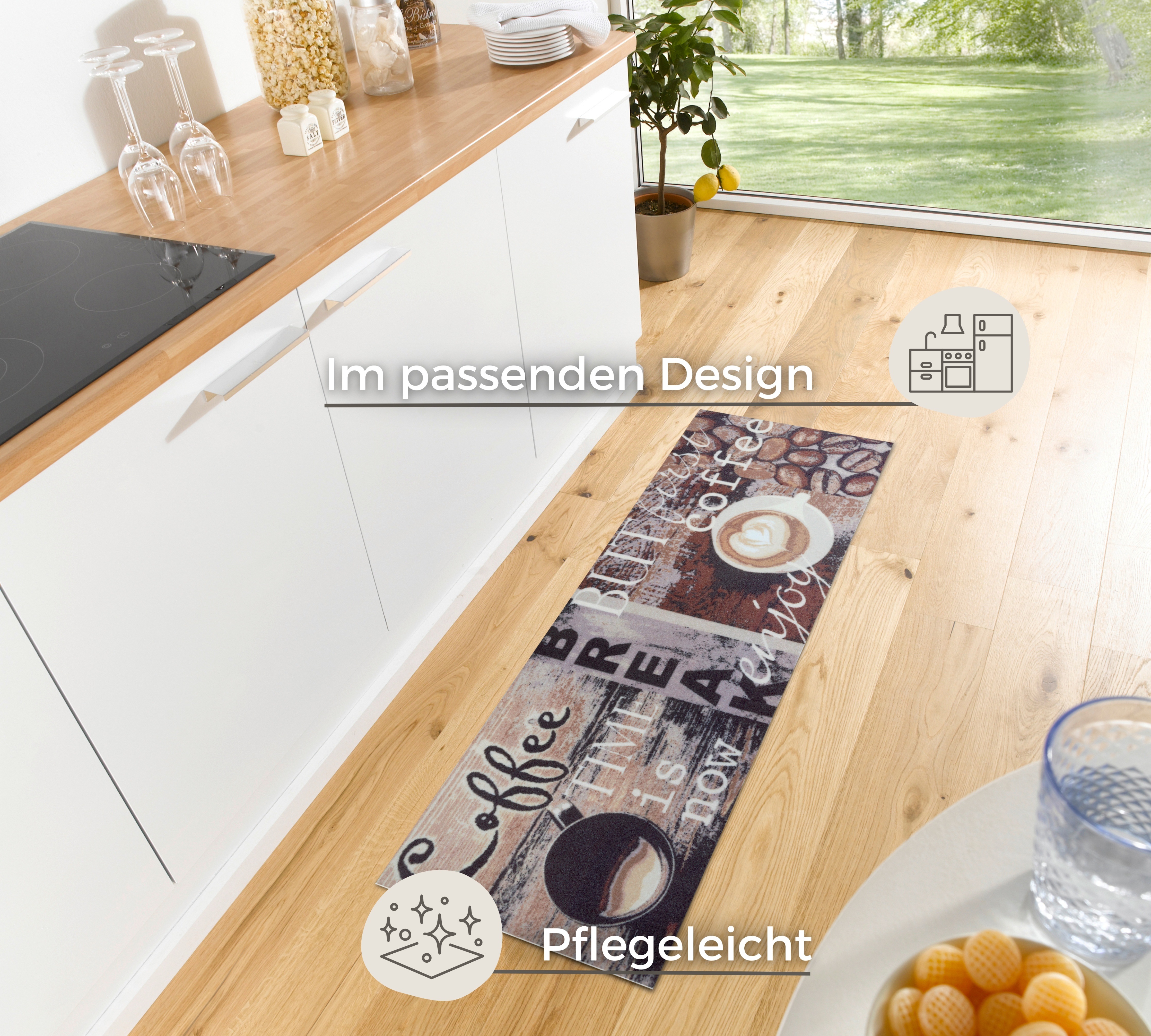 Thumbnail - HANSE Home Küchenläufer "Enjoy Coffee Break", rechteckig, 3 mm Höhe, Läufer, Rutschfest, Küchenteppich, Motiv Kaffee, Pf...