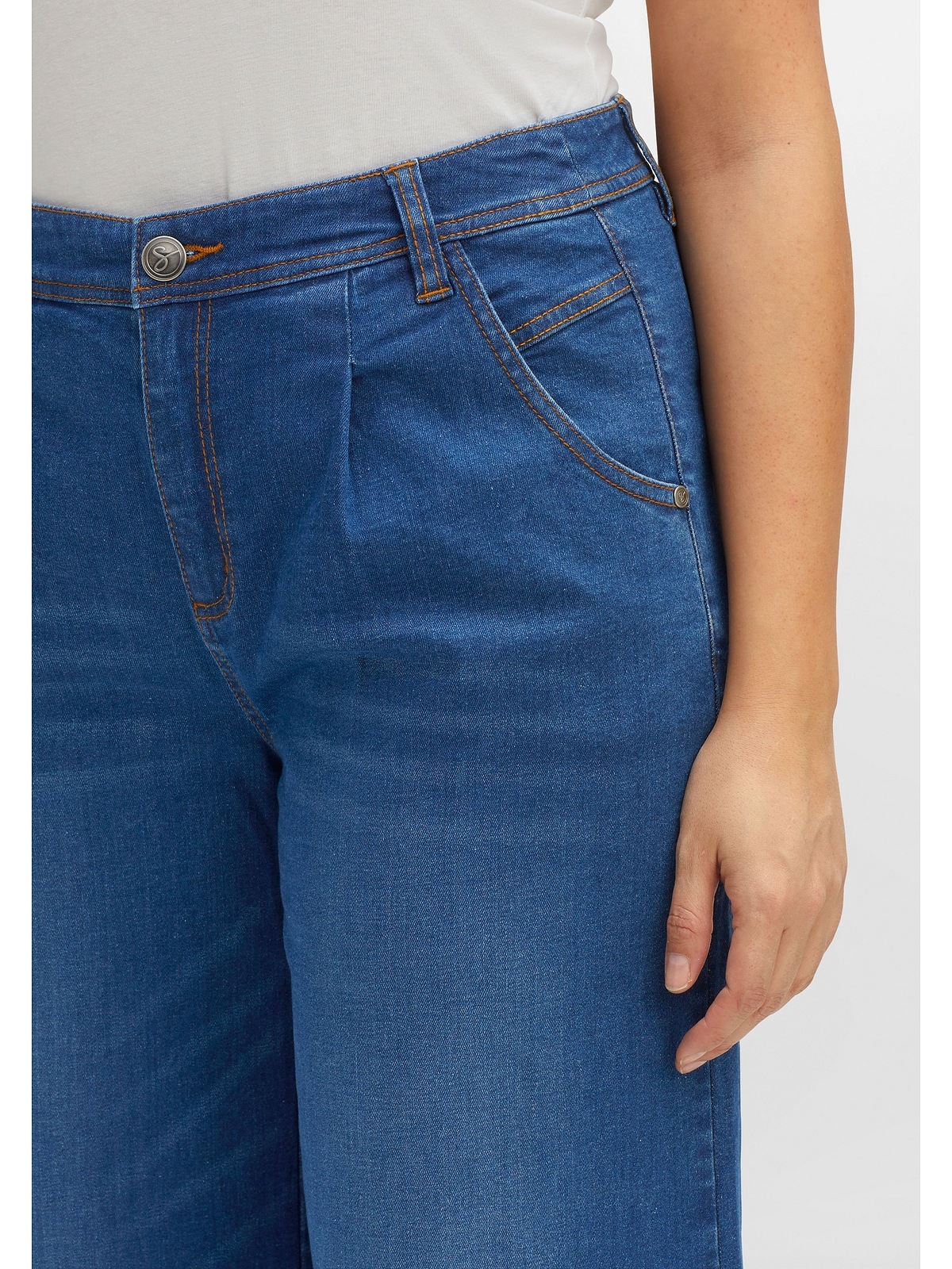 Sheego Stretch-Jeans »Große Größen«, als Culotte mit Bundfalten