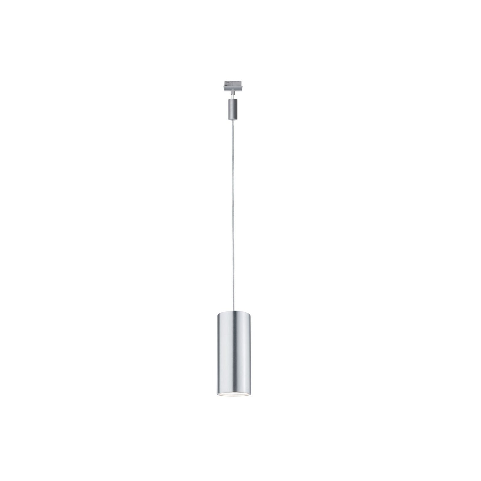 PAULMANN Schienensystem-Leuchten "URail Pendel Barrel 370lm 6W 2700K 230V Chrom matt, Alu eloxiert 230V", Ø:8,5cm, silber, Stromschienensysteme