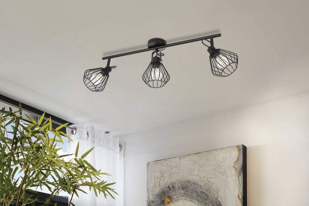 EGLO Deckenspot »TABILLANO Deckenstrahler, Stahl, IP20, E27, Wohnzimmerlampe, Flurlampe«, 3 flammig, Leuchtmittel E27 | ohne Leuchtmittel, Spot, L77,5 x B11 cm, schwarz, 3X40W exkl.