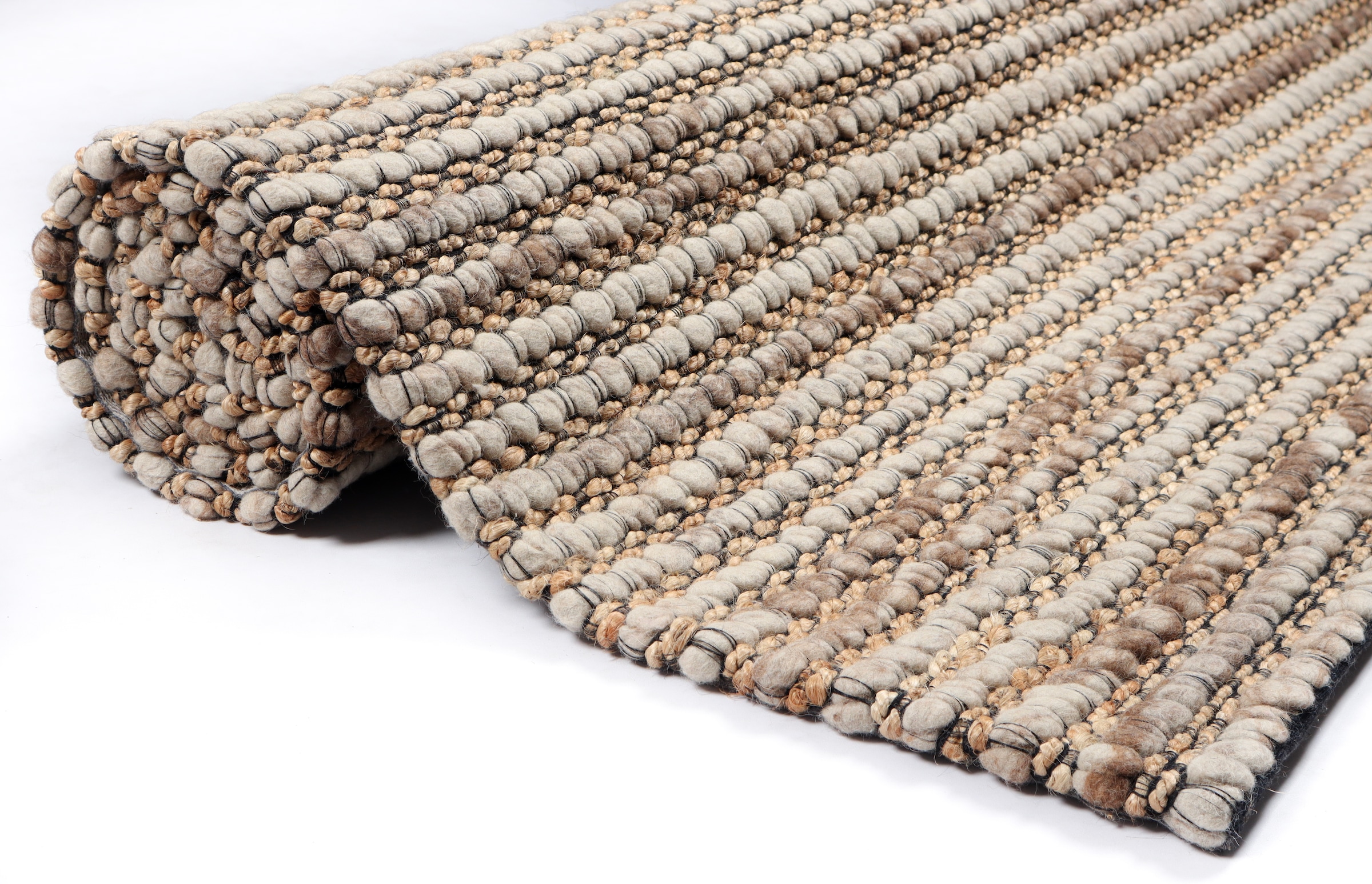 my home Wollteppich "Leevy, Wolle und Jute, handgewebt, Handweb Teppiche" r günstig online kaufen